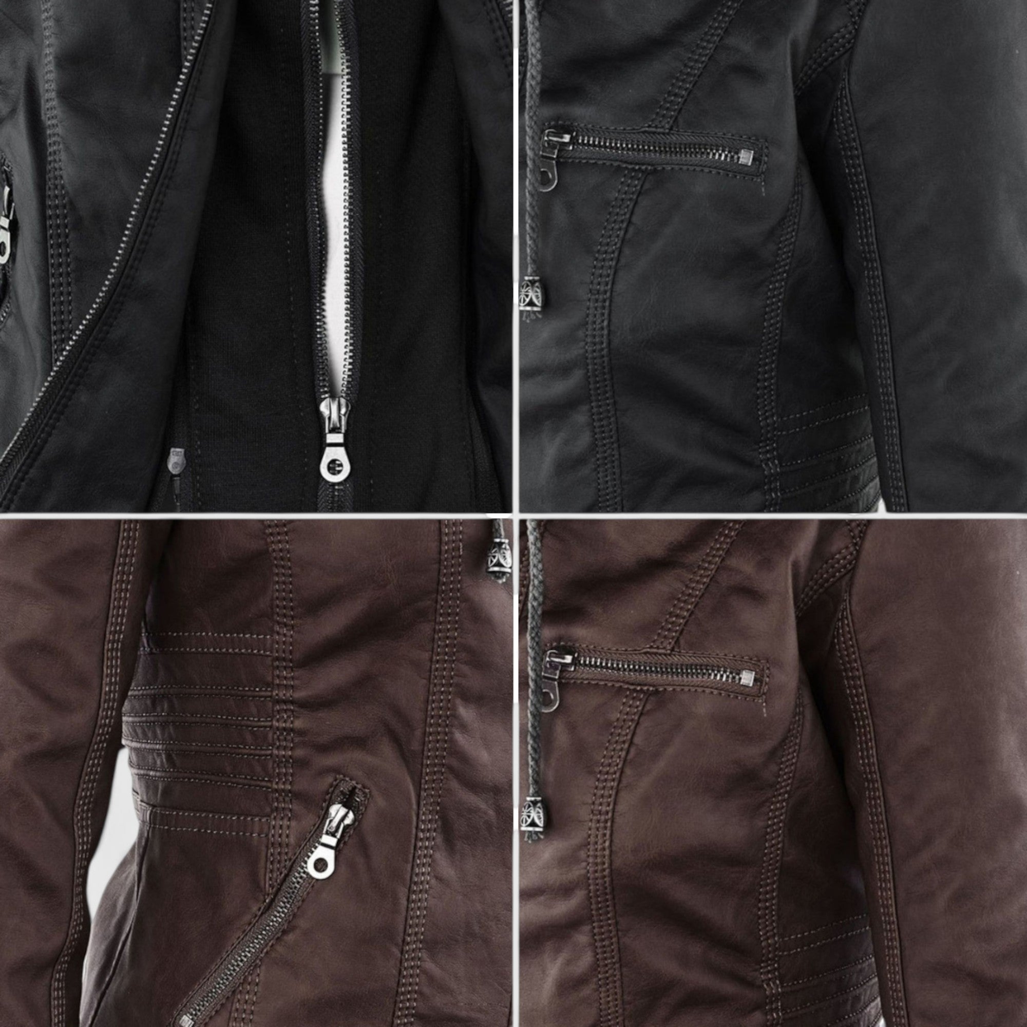 Ellmont London | Women's Warm Leather Jacket Tailored Zip Front Casual Coat