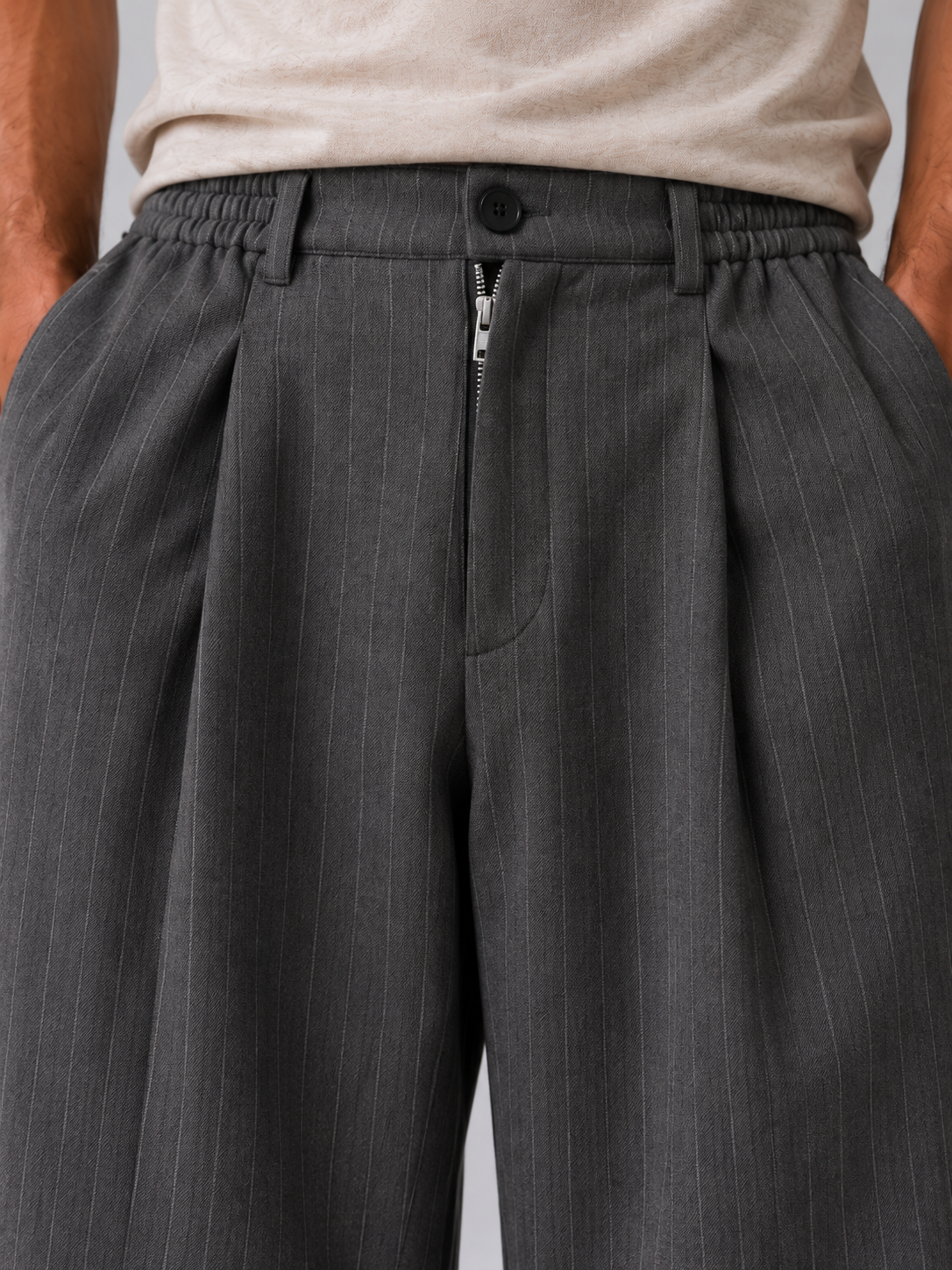 Men's Pinstripe Wide Leg Trousers – Baggy Tailored Fit