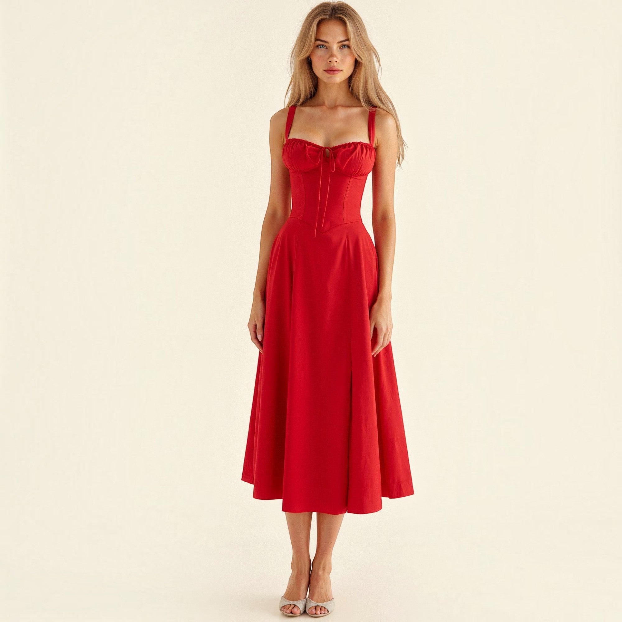 Ellmont London | Women's Corset Midi Dress with Side Slit