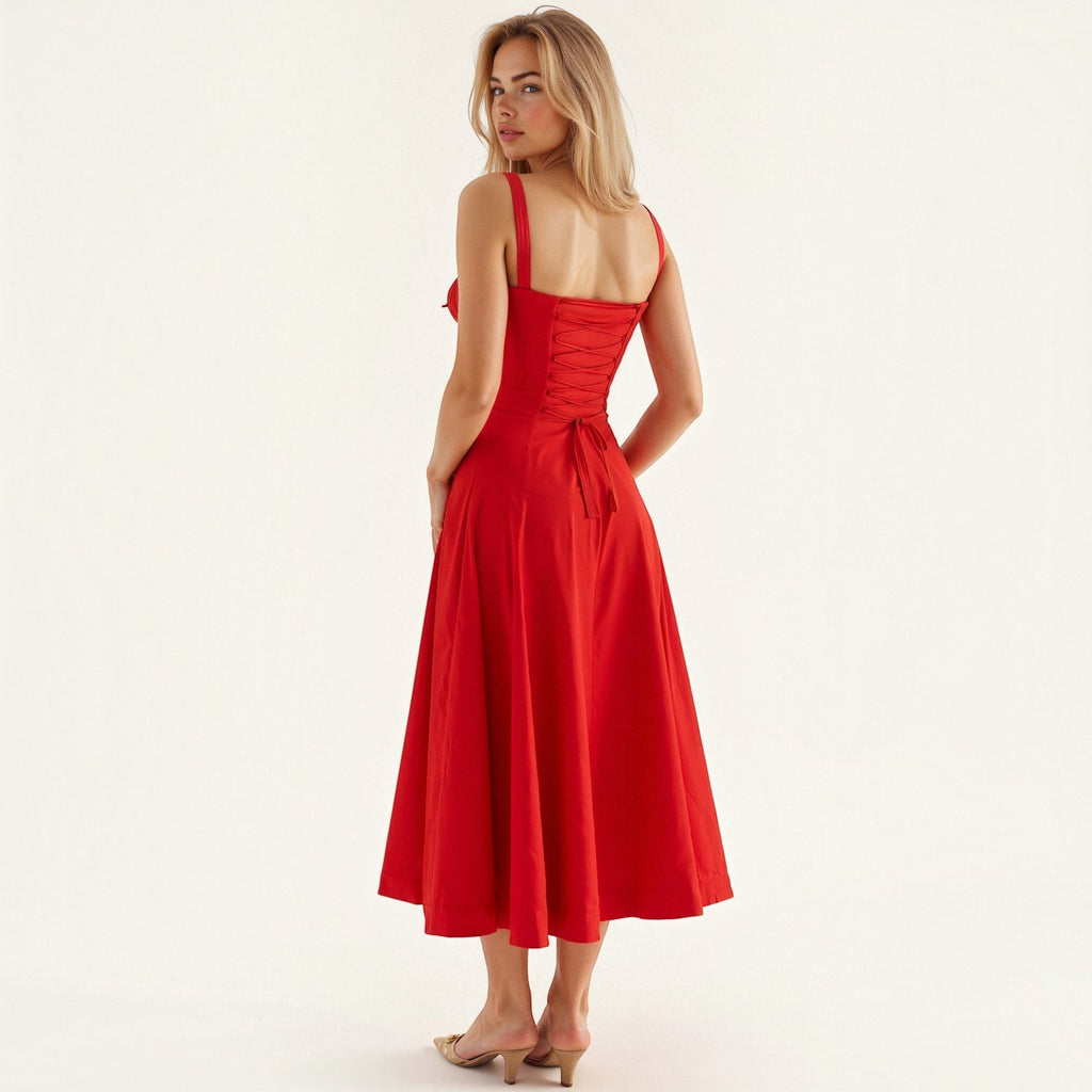 Ellmont London | Women's Corset Midi Dress with Side Slit