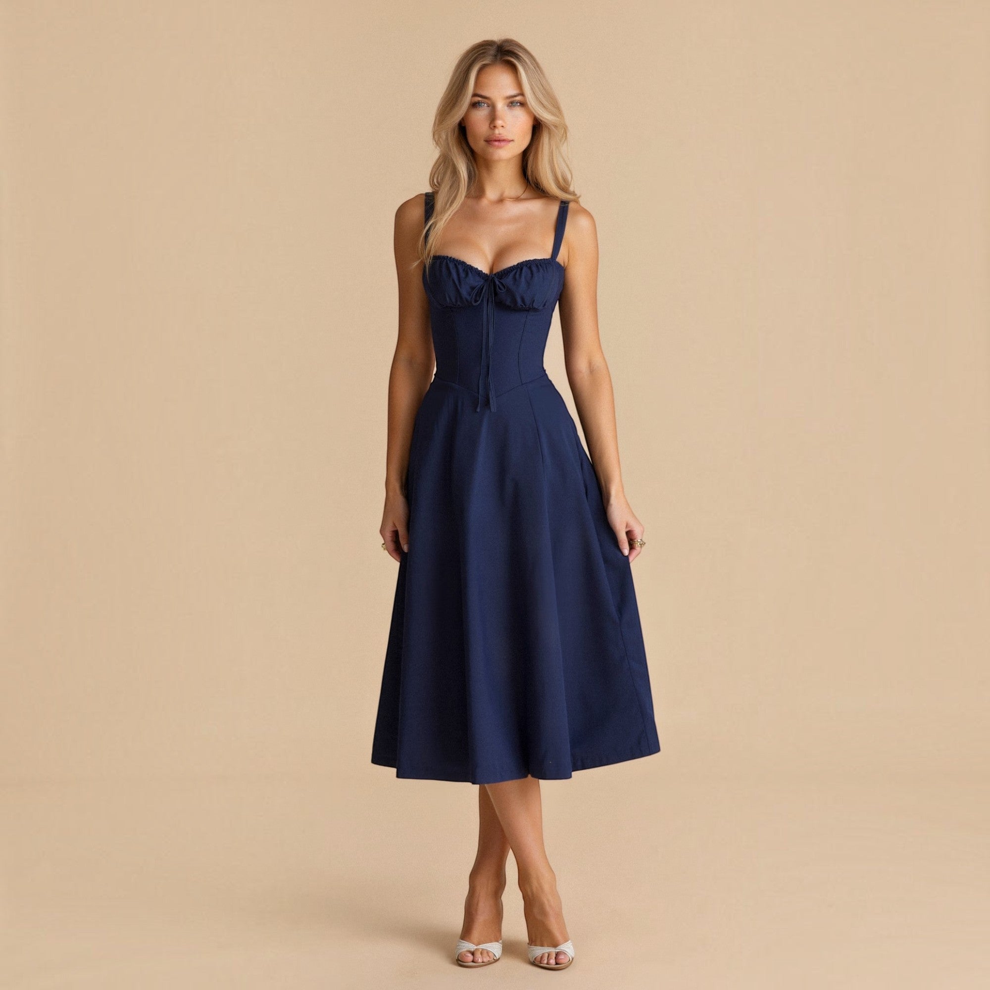 Ellmont London | Women's Corset Midi Dress with Side Slit
