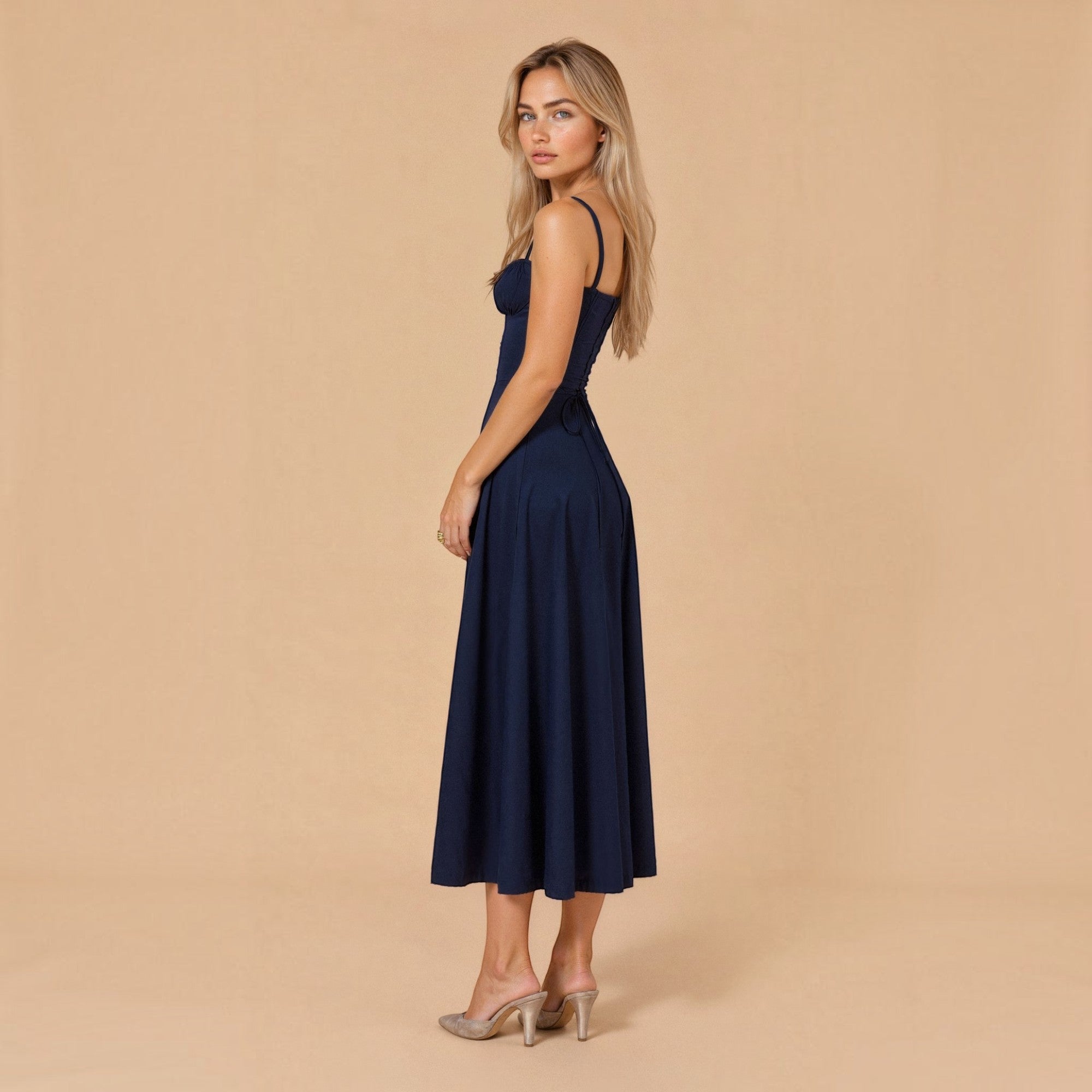 Ellmont London | Women's Corset Midi Dress with Side Slit