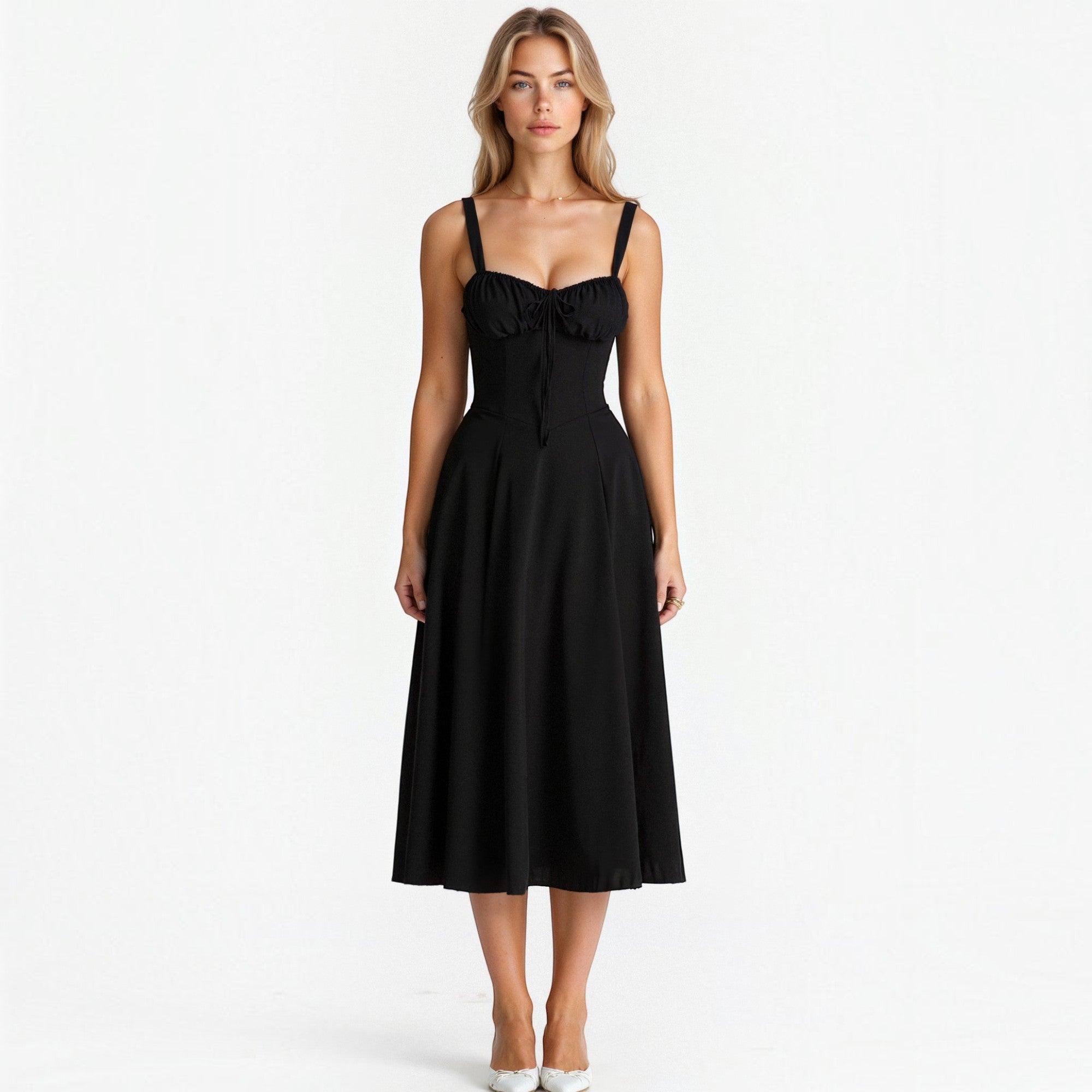 Ellmont London | Women's Corset Midi Dress with Side Slit