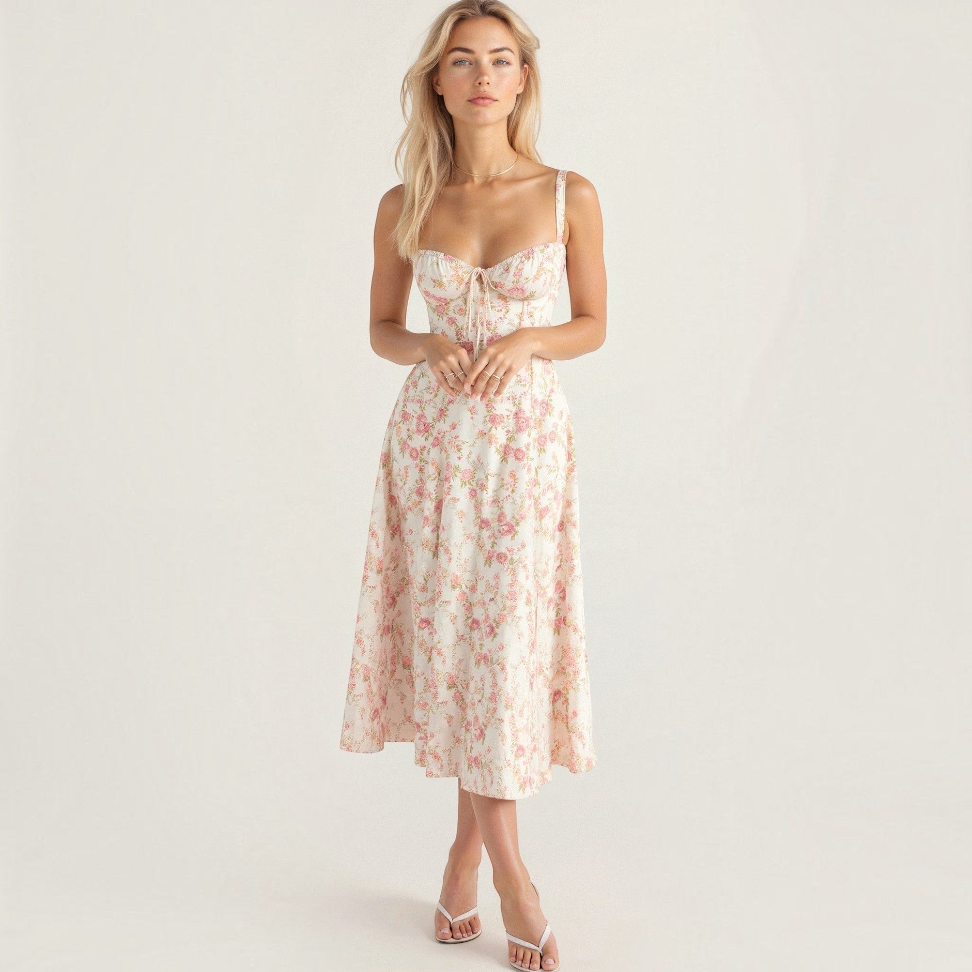 Ellmont London | Women's Corset Midi Dress with Side Slit