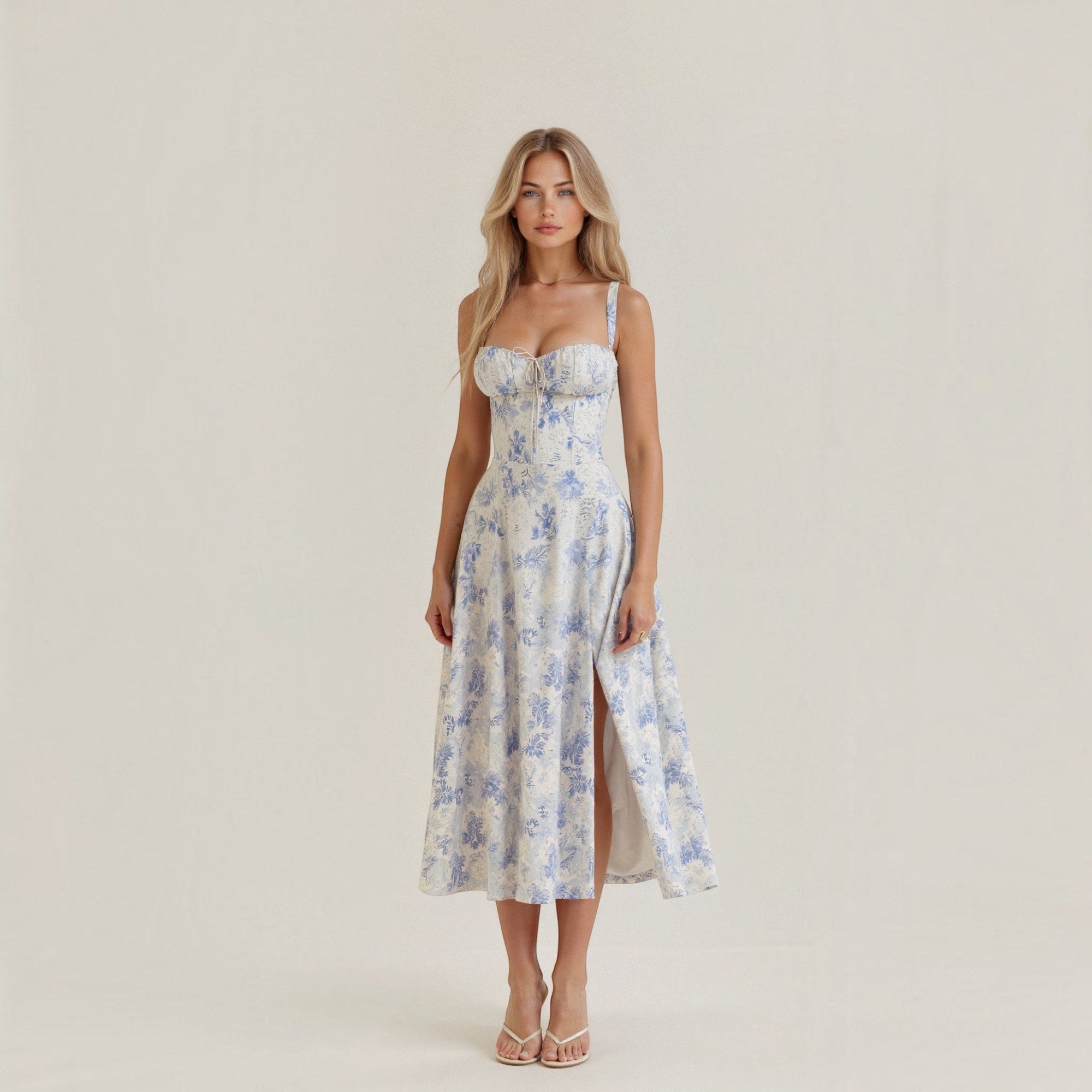Ellmont London | Women's Corset Midi Dress with Side Slit