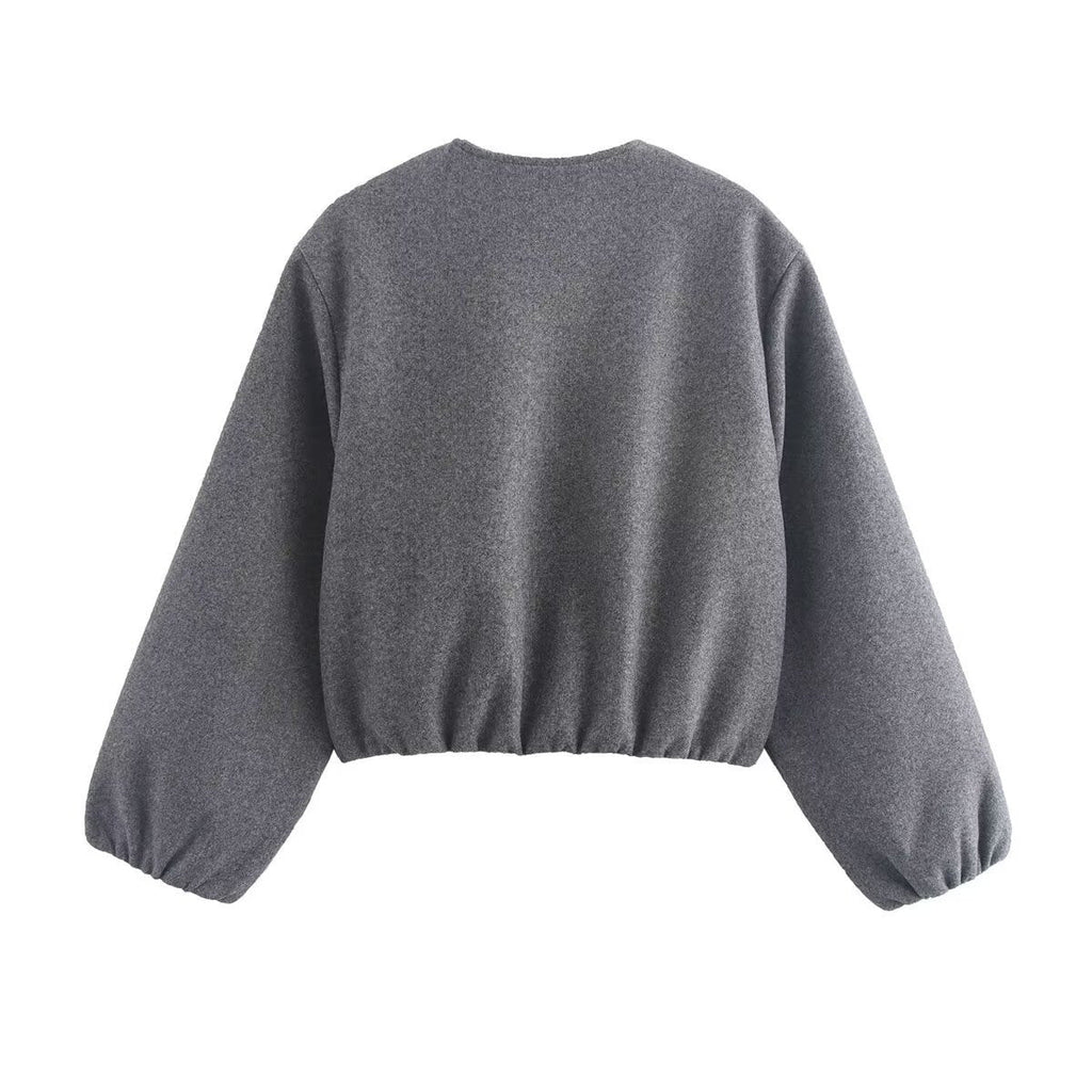 Hannah | Cropped Relaxed Bomber Jacket with Elasticated Hem and Cuffs