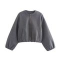 Hannah | Cropped Relaxed Bomber Jacket with Elasticated Hem and Cuffs