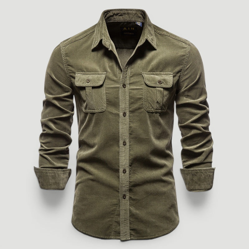 Ellmont London | Men’s Casual Button-Up Corduroy Shirt Soft Cord Fabric