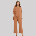 Celia | Elegant Three Piece Trouser Suit with Longline Cardigan and Wide Leg Trousers