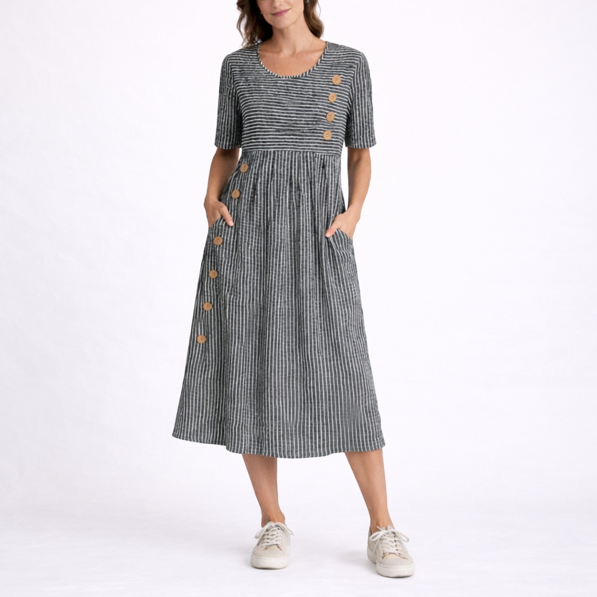 Ellmont London | Women's Relaxed Fit Striped Summer Midi Dress