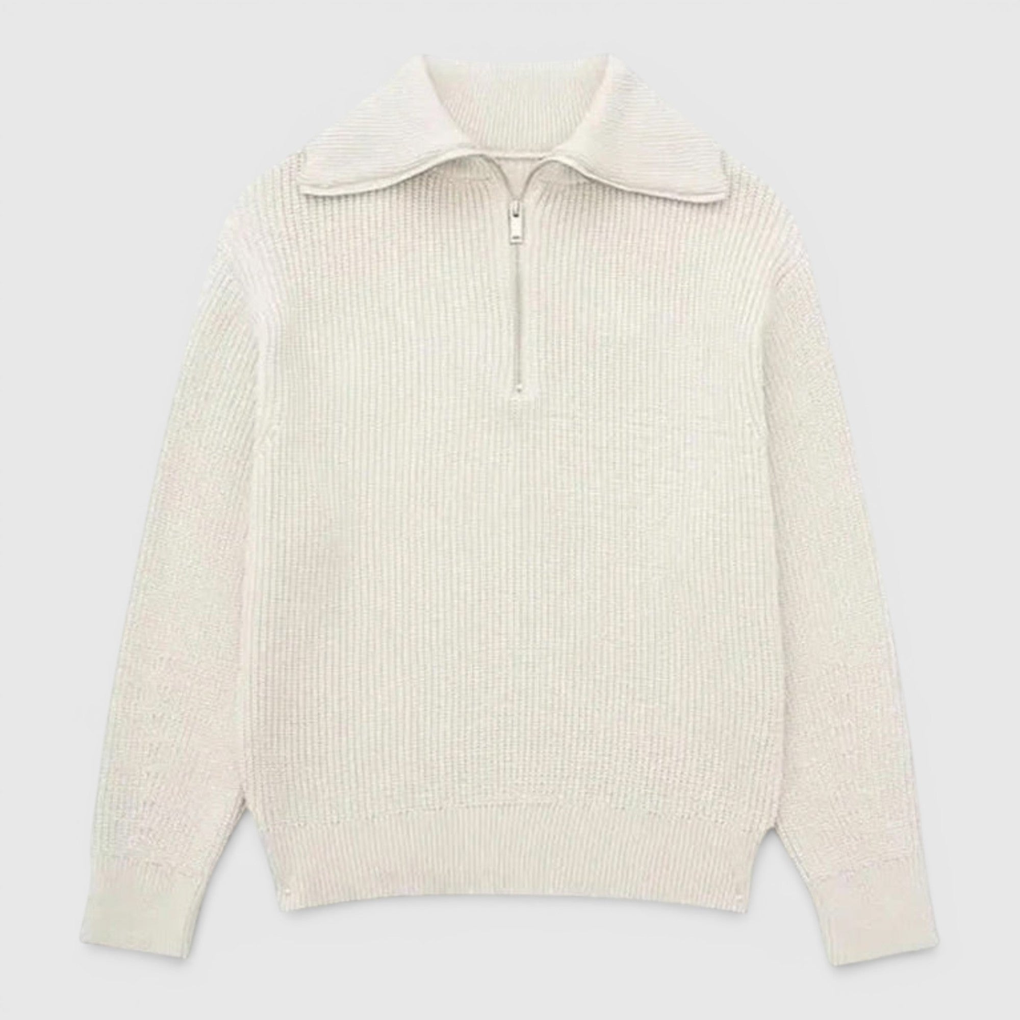 Gareth | Men's Warm Cotton Zip Up Sweater Classic Striped Knit