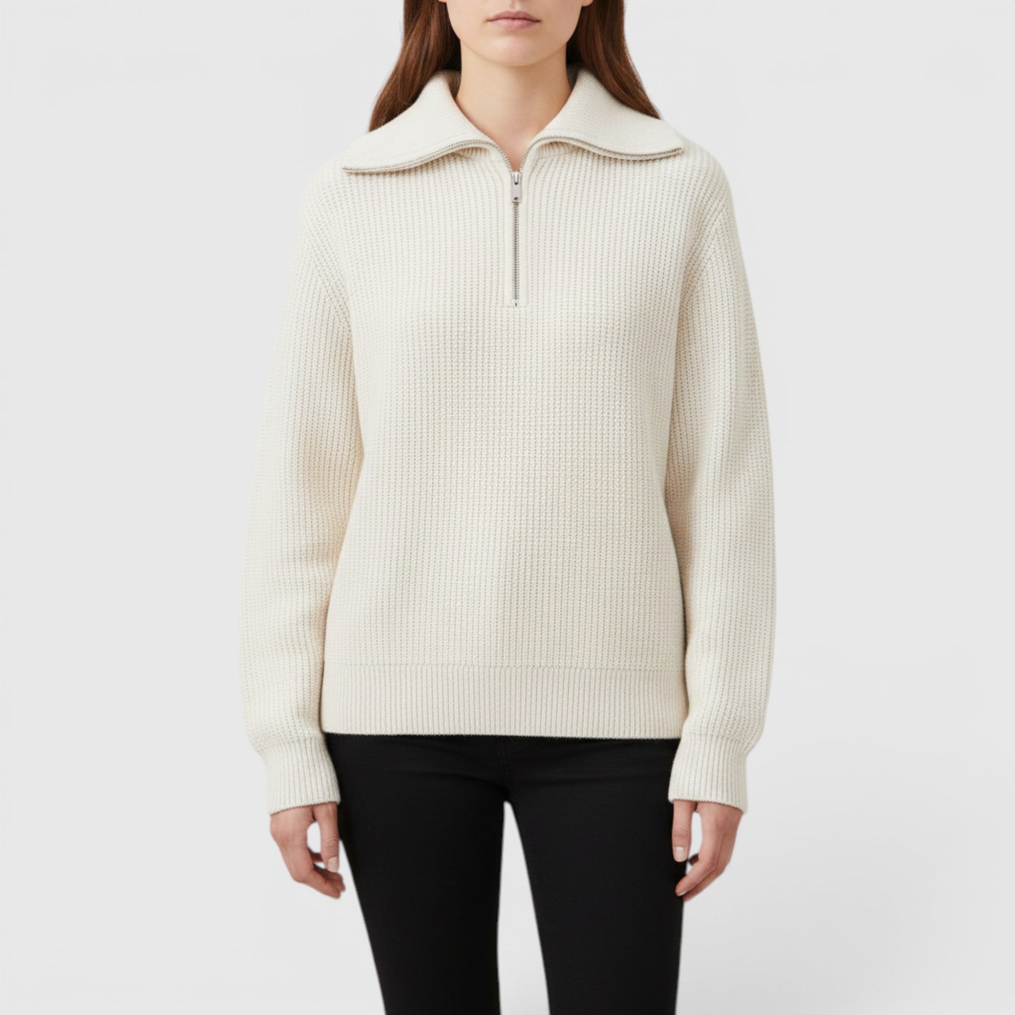 Ellmont London | Men's Warm Cotton Zip Up Sweater Classic Striped Knit