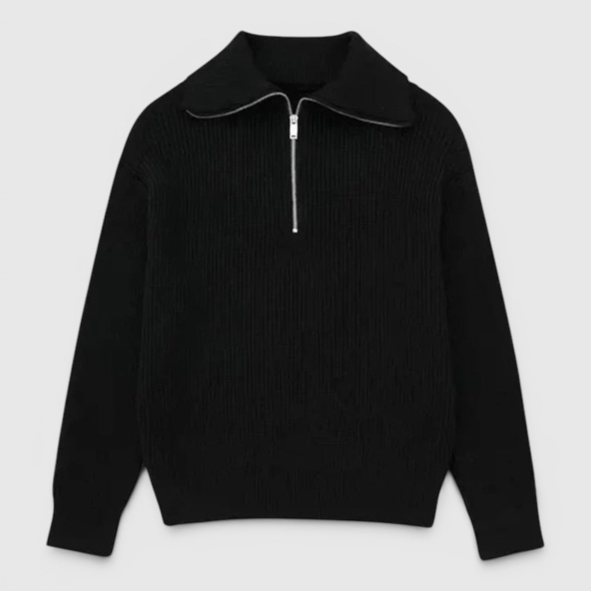 Gareth | Men's Warm Cotton Zip Up Sweater Classic Striped Knit