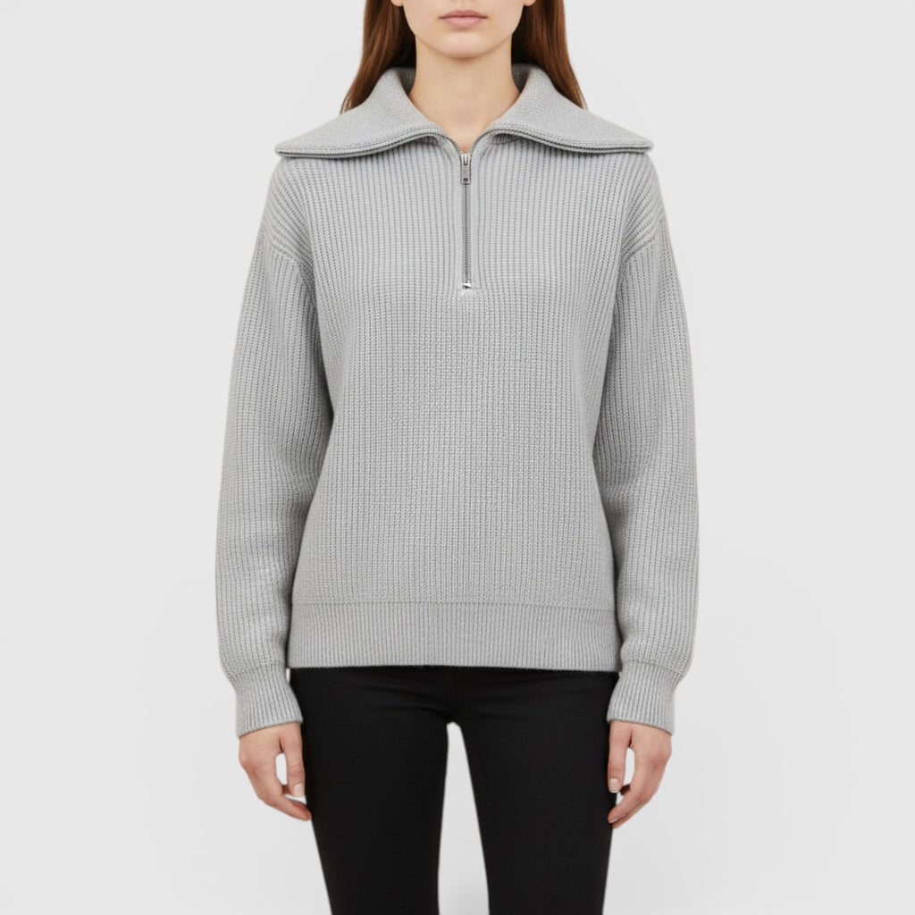 Ellmont London | Men's Warm Cotton Zip Up Sweater Classic Striped Knit