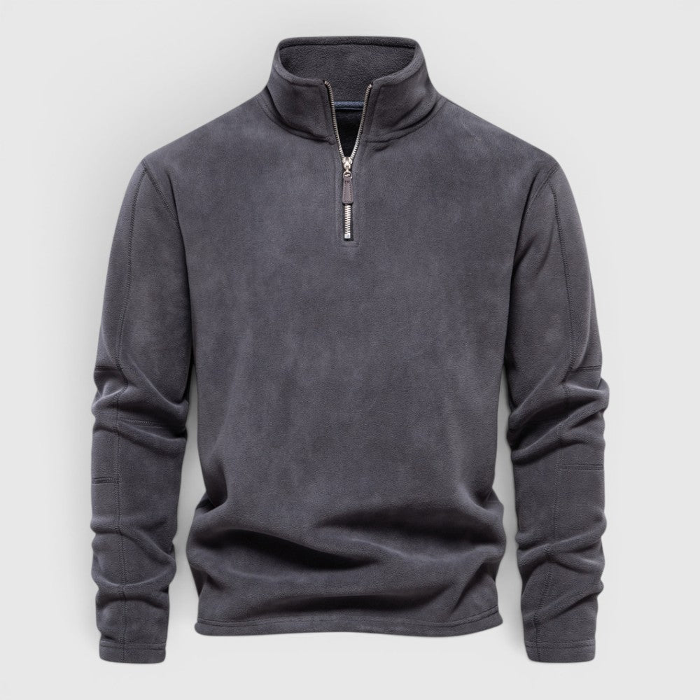 Wesley | Men's Warm Fleece Half Zip Sweater Stand Collar Regular Fit