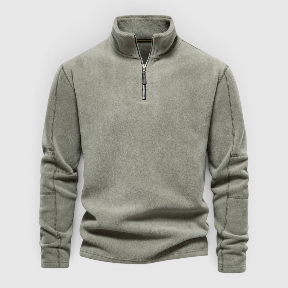 Wesley | Men's Warm Fleece Half Zip Sweater Stand Collar Regular Fit
