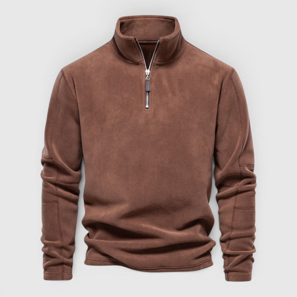 Wesley | Men's Warm Fleece Half Zip Sweater Stand Collar Regular Fit