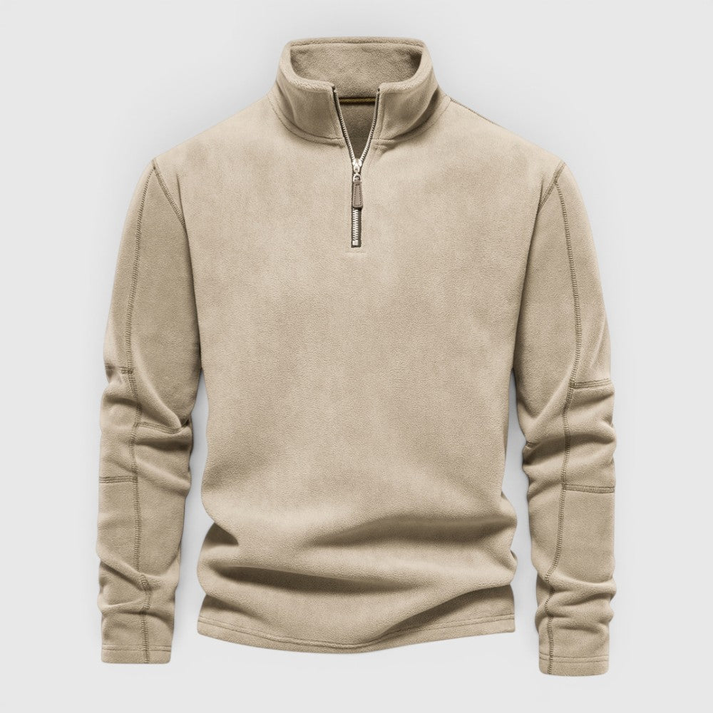 Ellmont London | Men's Warm Fleece Half Zip Sweater Stand Collar Regular Fit