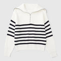 Ellmont London | Men's Warm Cotton Zip Up Sweater Classic Striped Knit