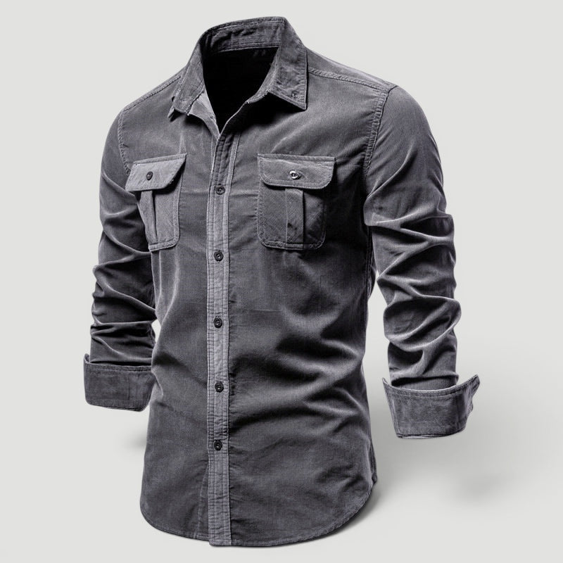 Ellmont London | Men’s Casual Button-Up Corduroy Shirt Soft Cord Fabric