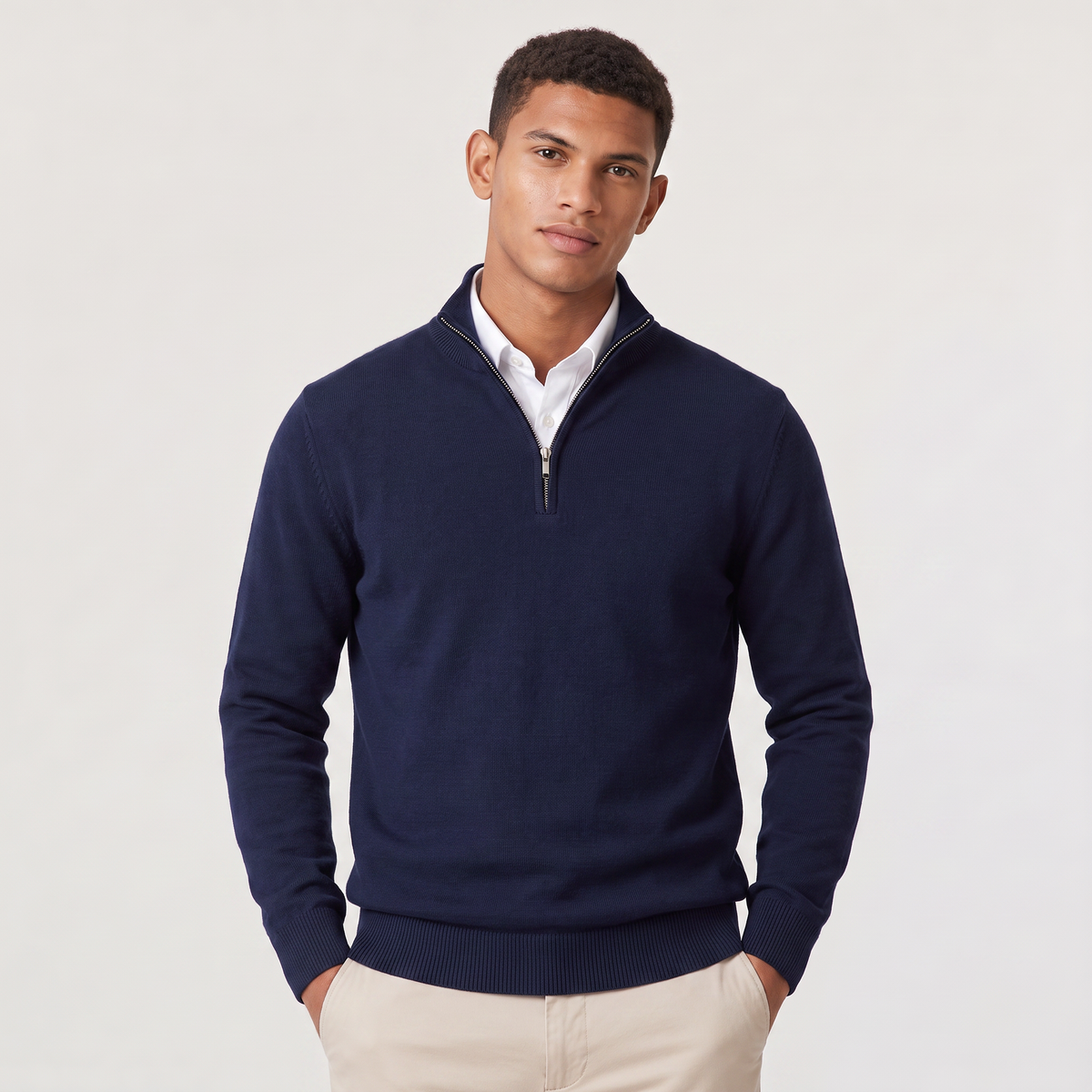 Spencer | Men's Cotton Blend Quarter-Zip Knitted Sweater