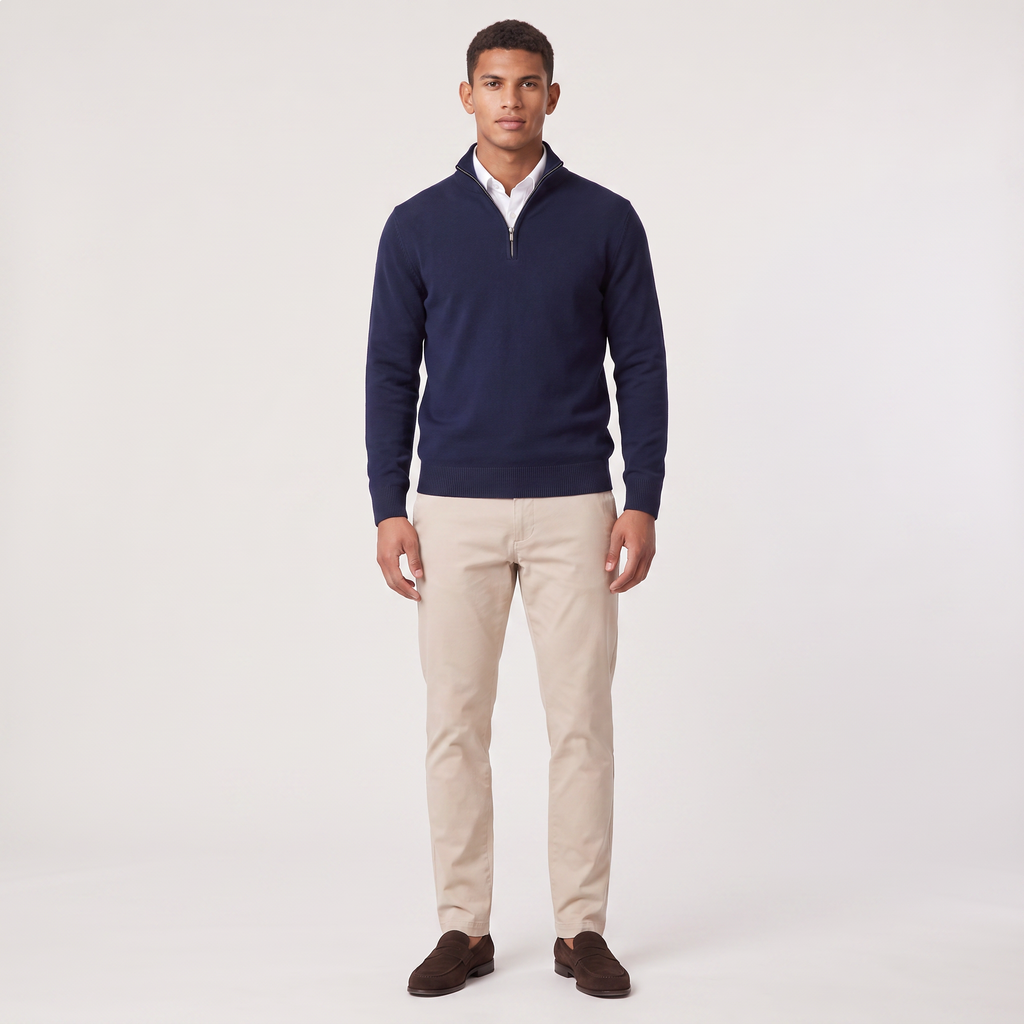 Spencer | Men's Cotton Blend Quarter-Zip Knitted Sweater