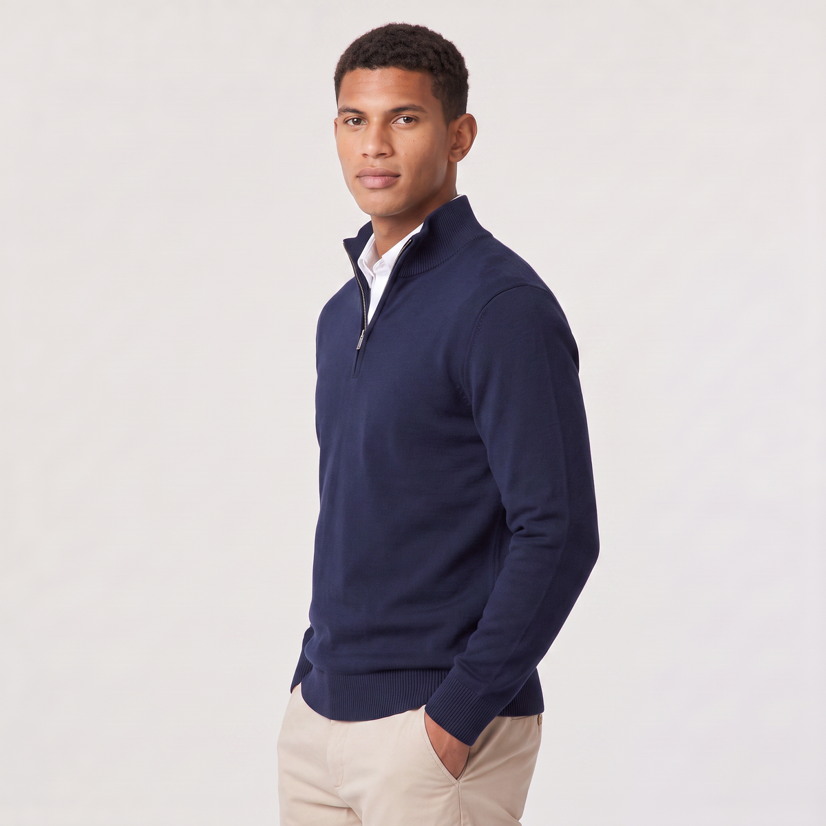 Spencer | Men's Cotton Blend Quarter-Zip Knitted Sweater