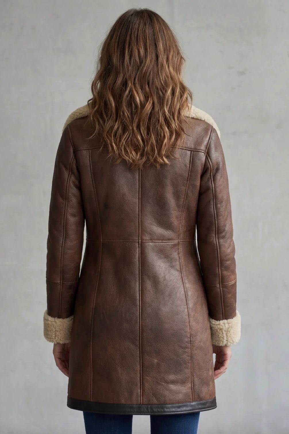 Women's Leather Coat with Shearling Lining