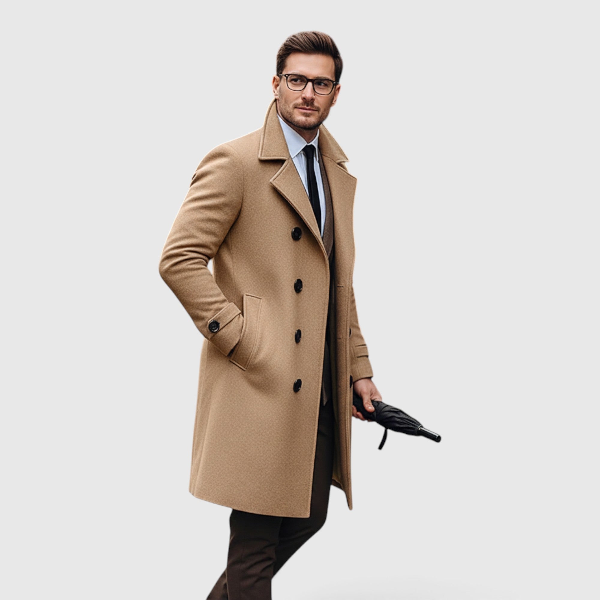 Simon | Men's Wool Coat - Classic Trench Coat for Warm Winter Wear