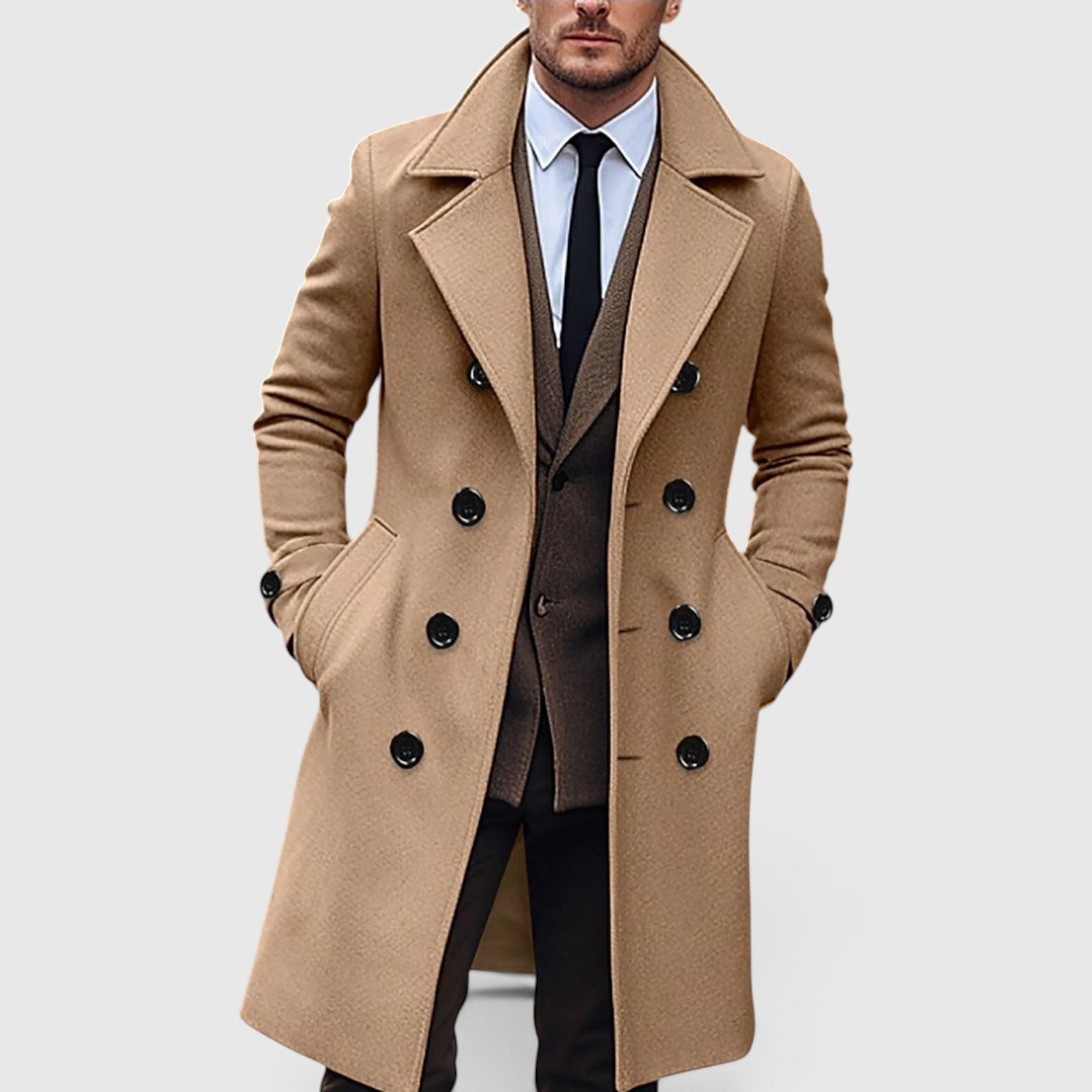 Simon | Men's Wool Coat - Classic Trench Coat for Warm Winter Wear