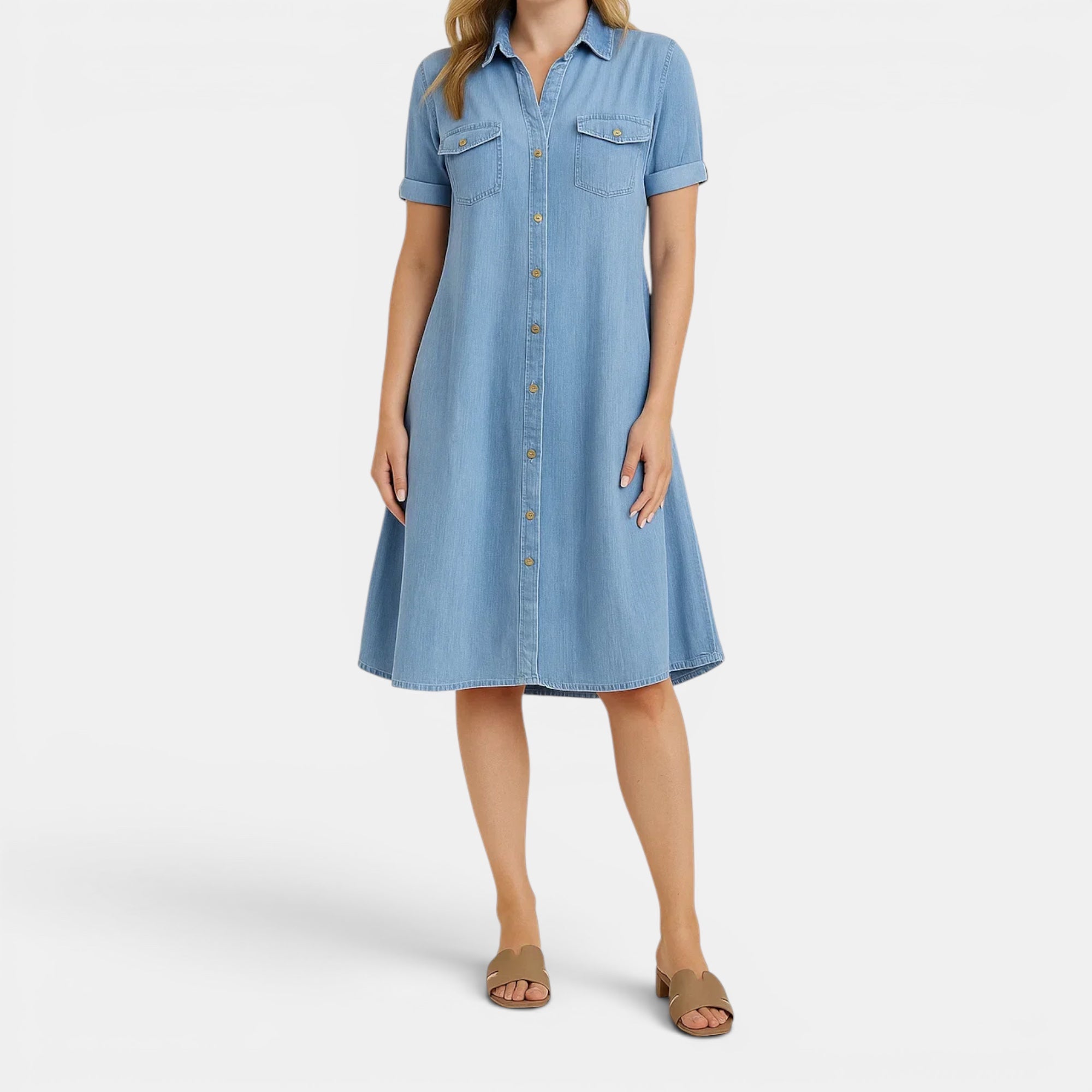 Ellmont London | Women's Relaxed Fit Button Shirt Dress for Daily Wear