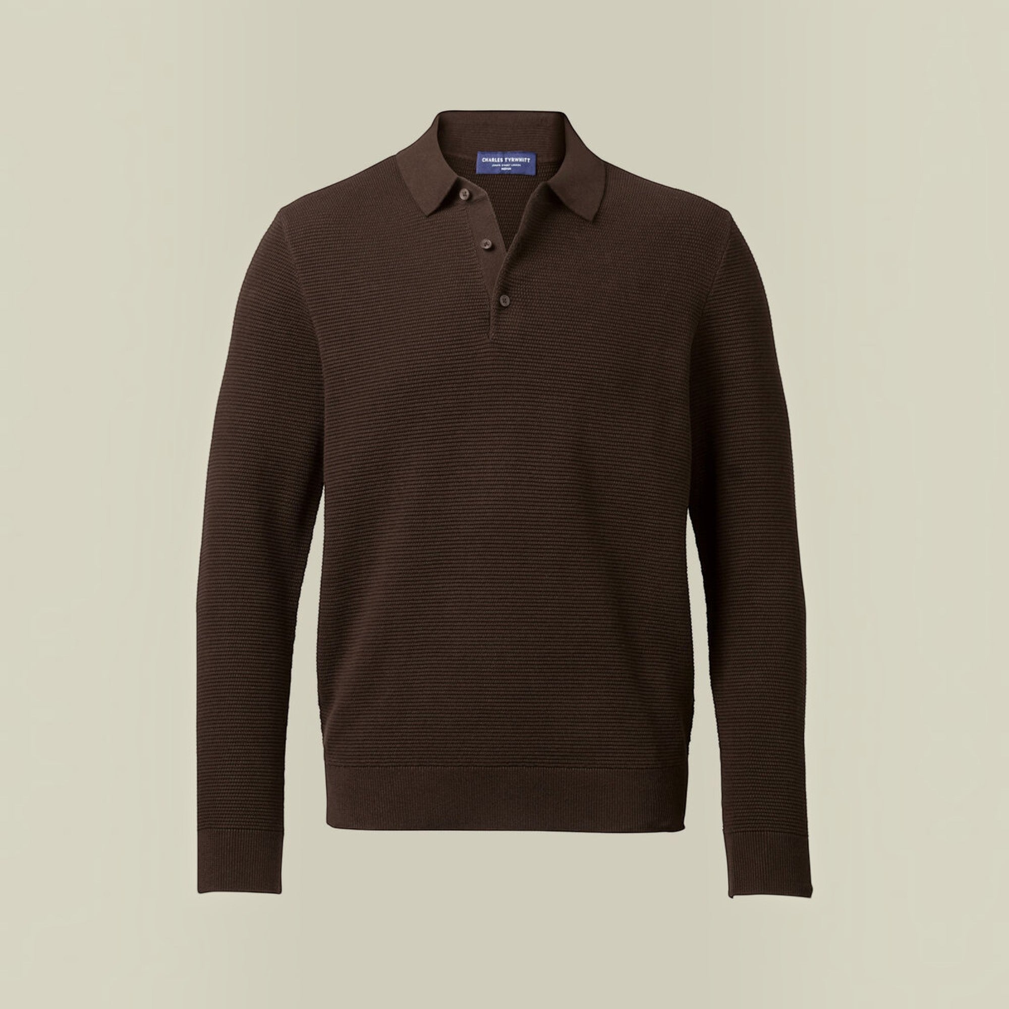Ellmont London | Men's Long Sleeve Polo Shirt Cotton Knit Button Up