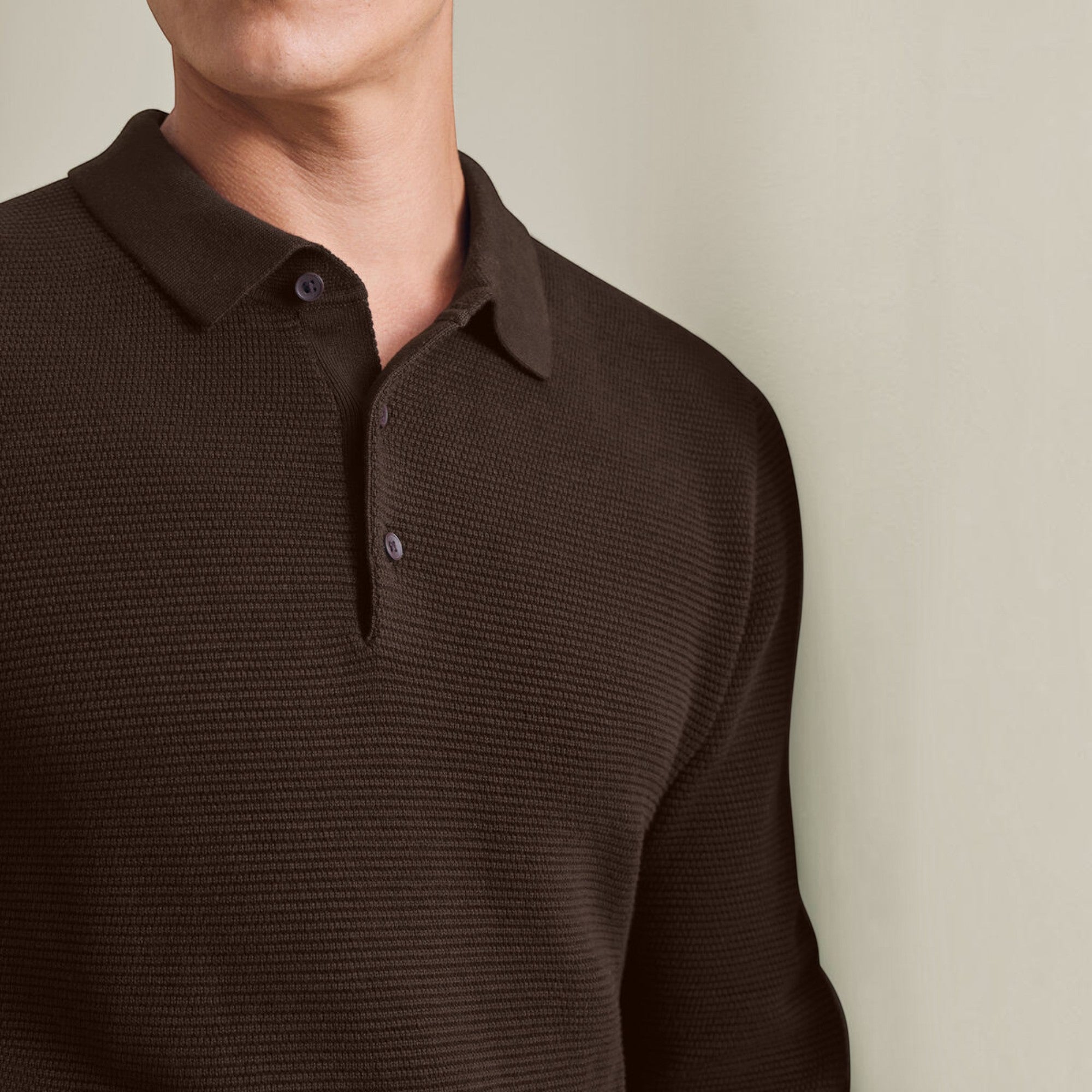 Ellmont London | Men's Long Sleeve Polo Shirt Cotton Knit Button Up