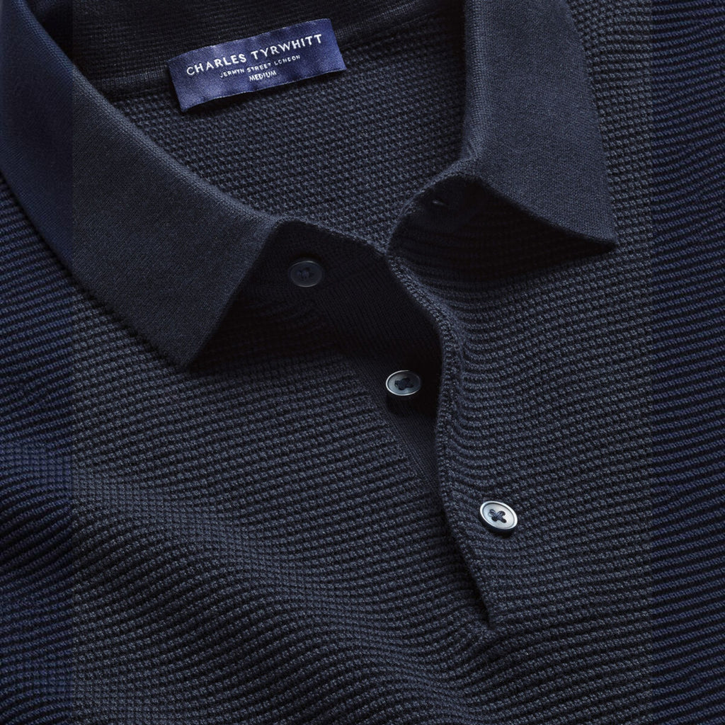 Ellmont London | Men's Long Sleeve Polo Shirt Cotton Knit Button Up