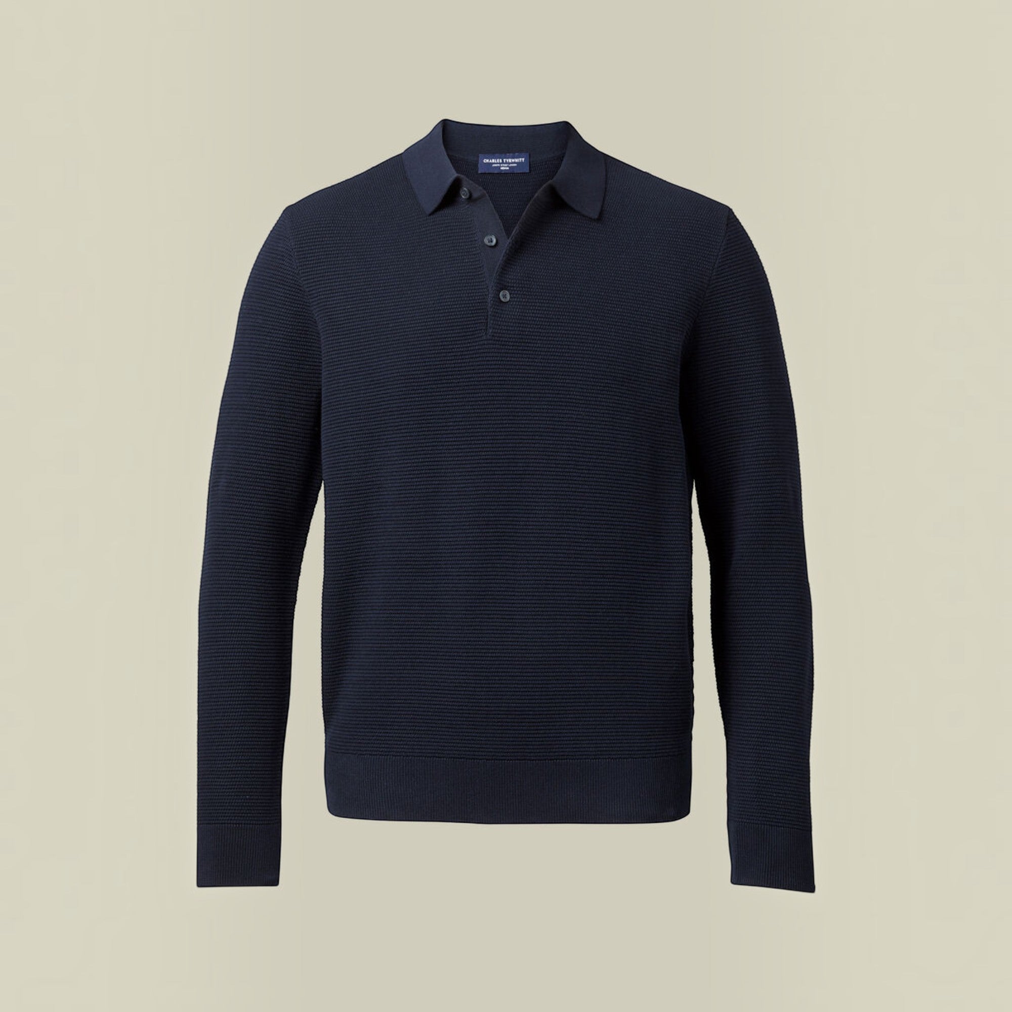 Ellmont London | Men's Long Sleeve Polo Shirt Cotton Knit Button Up
