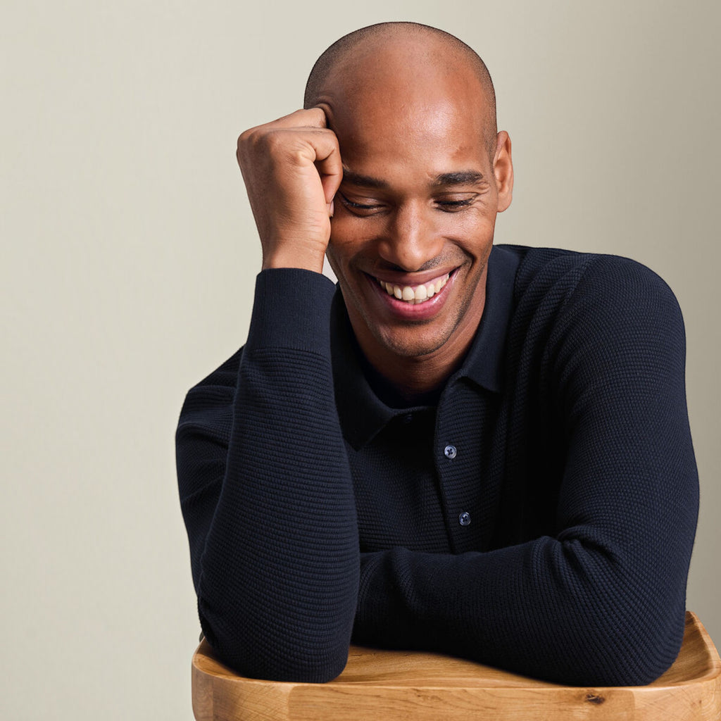 Ellmont London | Men's Long Sleeve Polo Shirt Cotton Knit Button Up