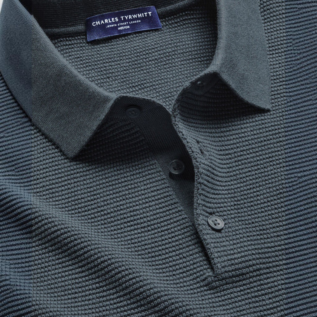 Ellmont London | Men's Long Sleeve Polo Shirt Cotton Knit Button Up