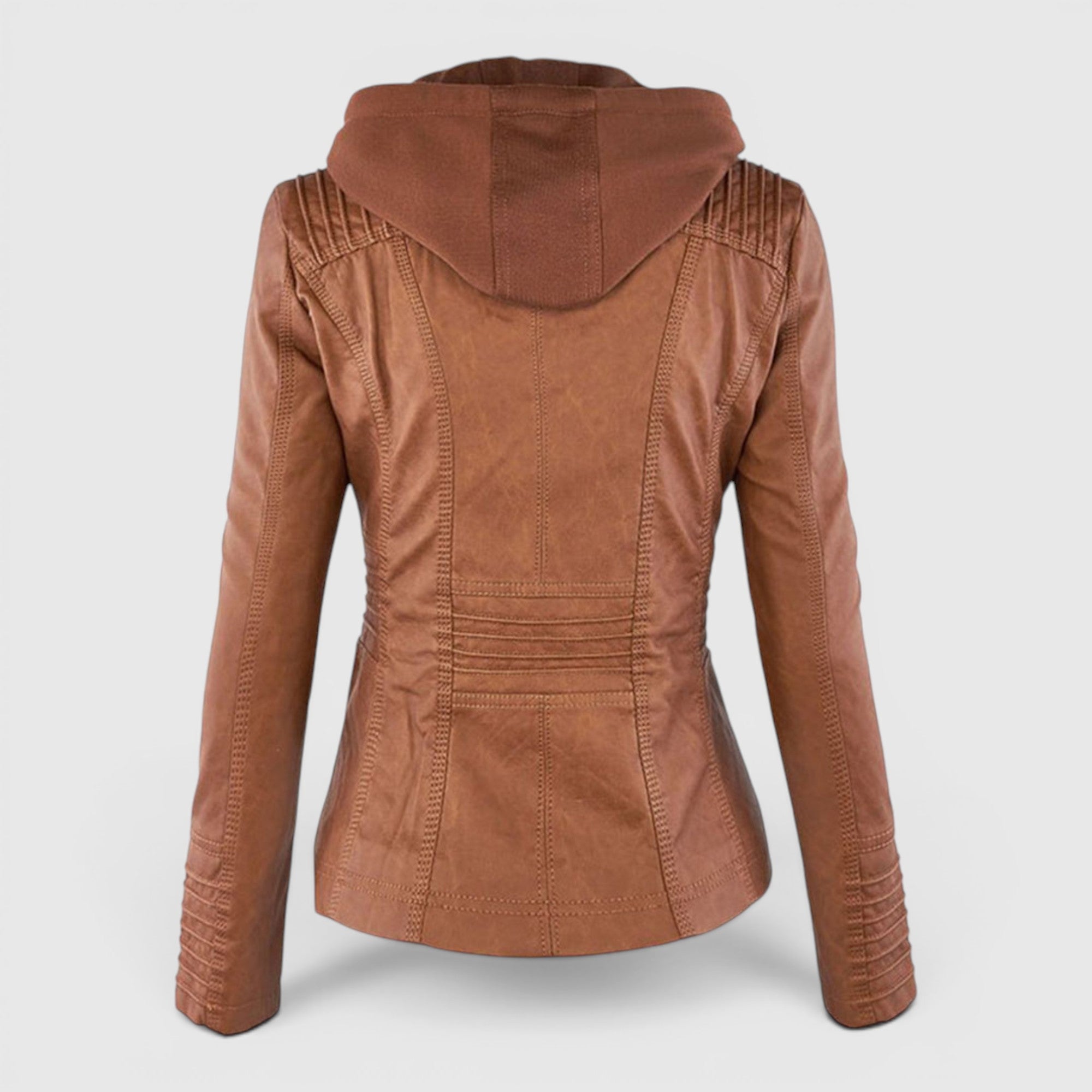 Ellmont London | Women's Warm Leather Jacket Tailored Zip Front Casual Coat