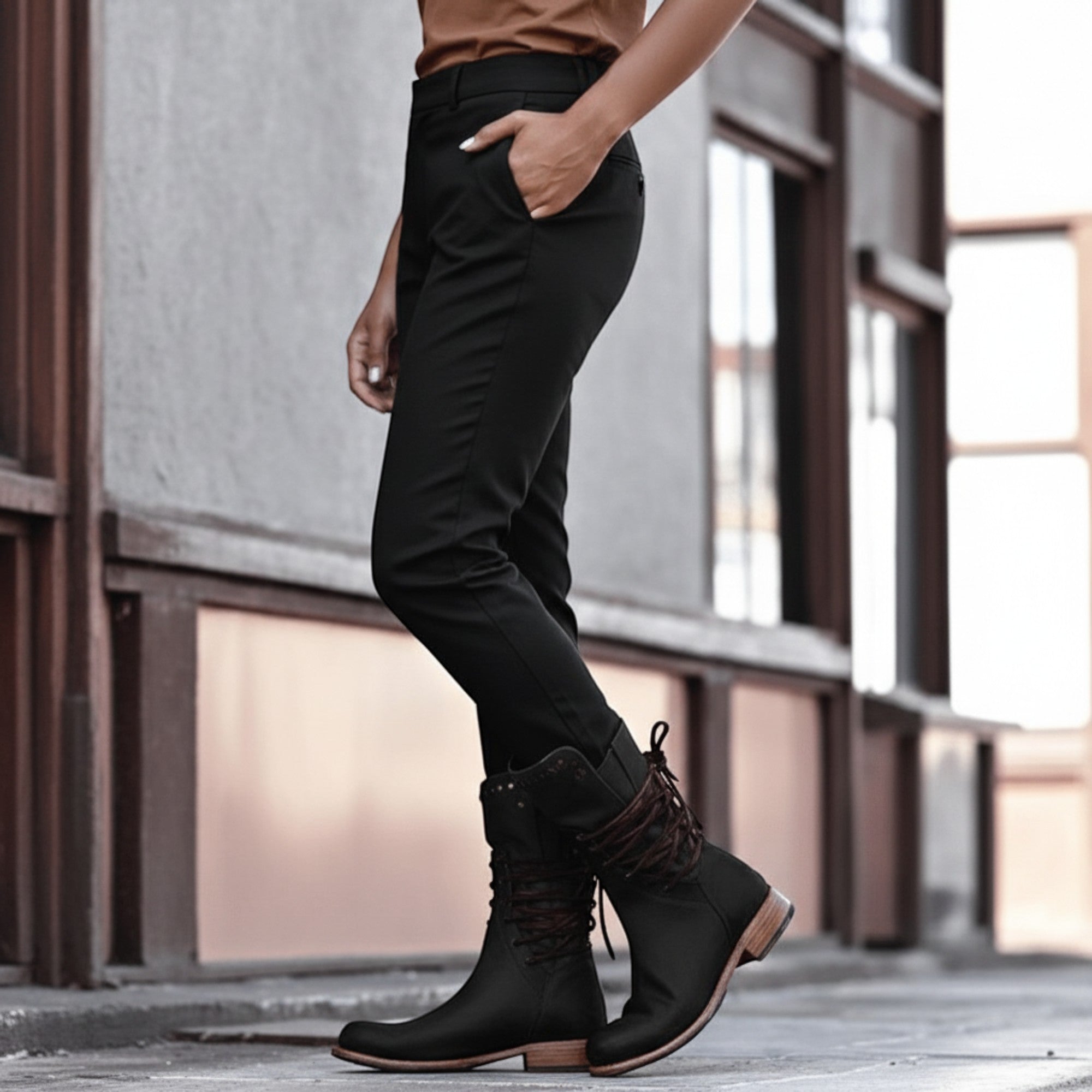 Ellmont London | Women's Comfortable Leather Orthopedic Ankle Boots with Lace-Up