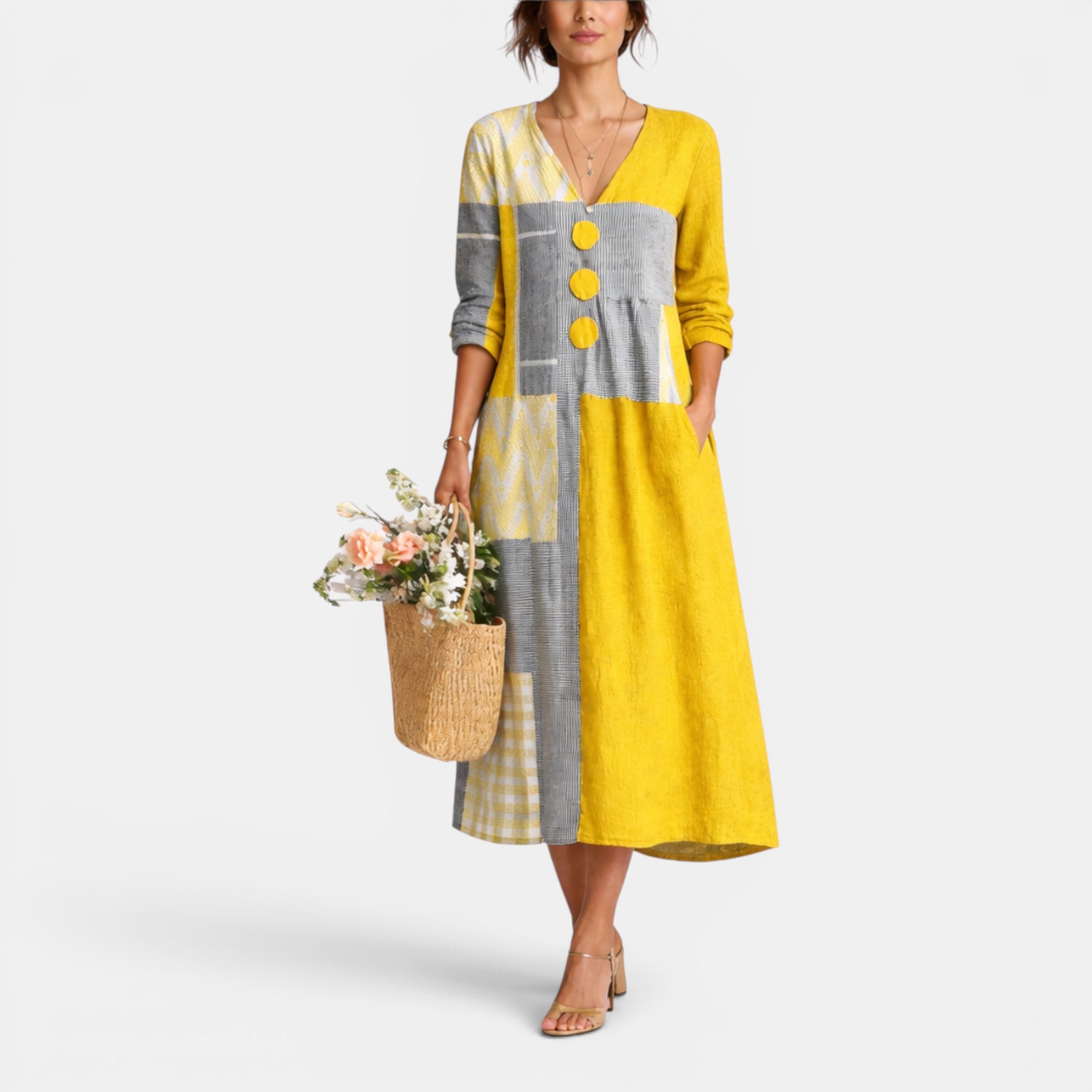 Ellmont London | Women's Linen Midi Blend Dress Breathable For Summer Wear