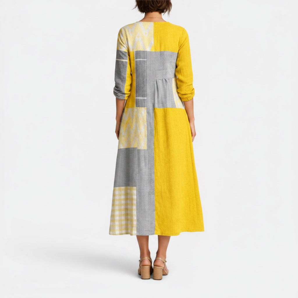 Ellmont London | Women's Linen Midi Blend Dress Breathable For Summer Wear