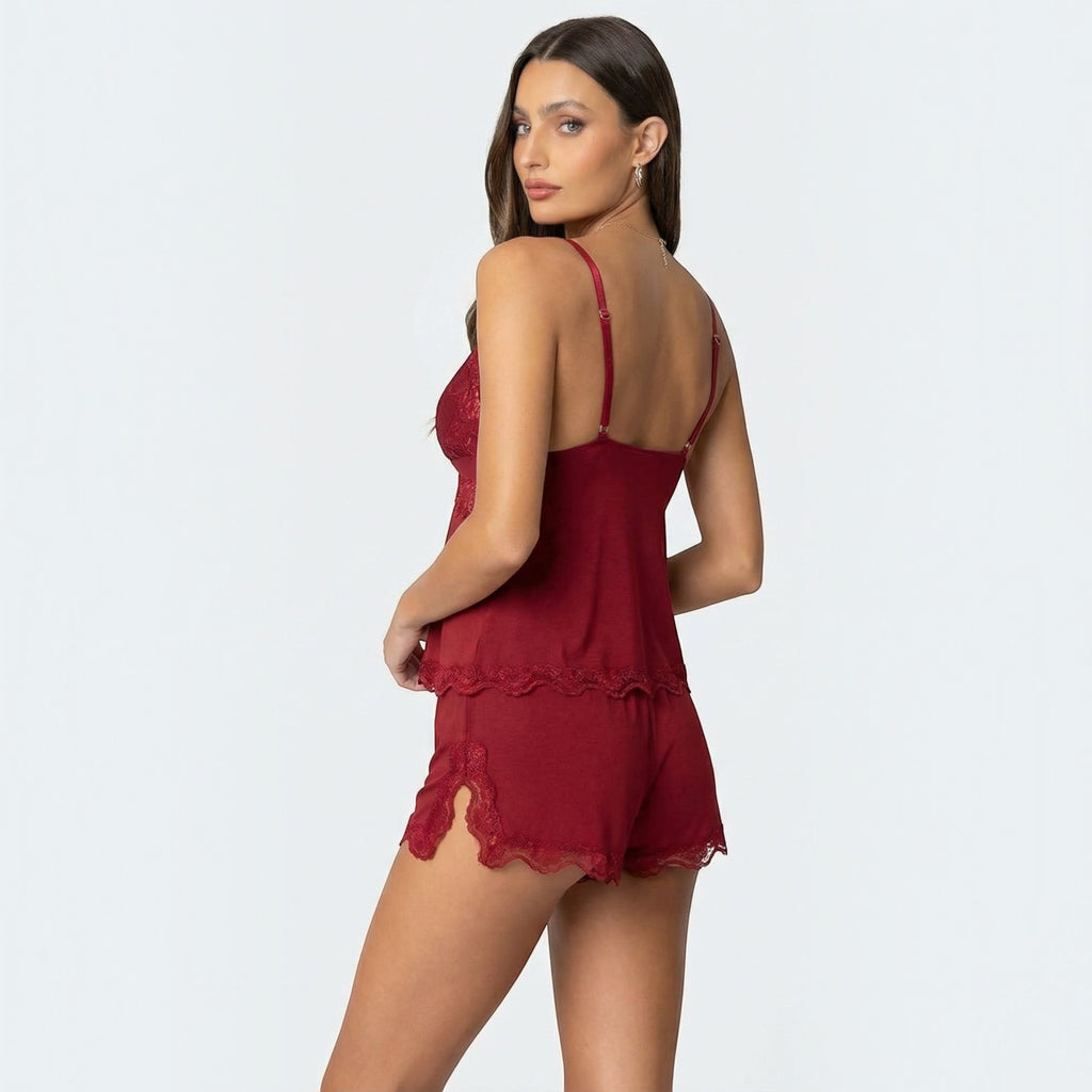 Ellmont London | Women's Soft Lace Sleepwear Set with Shorts