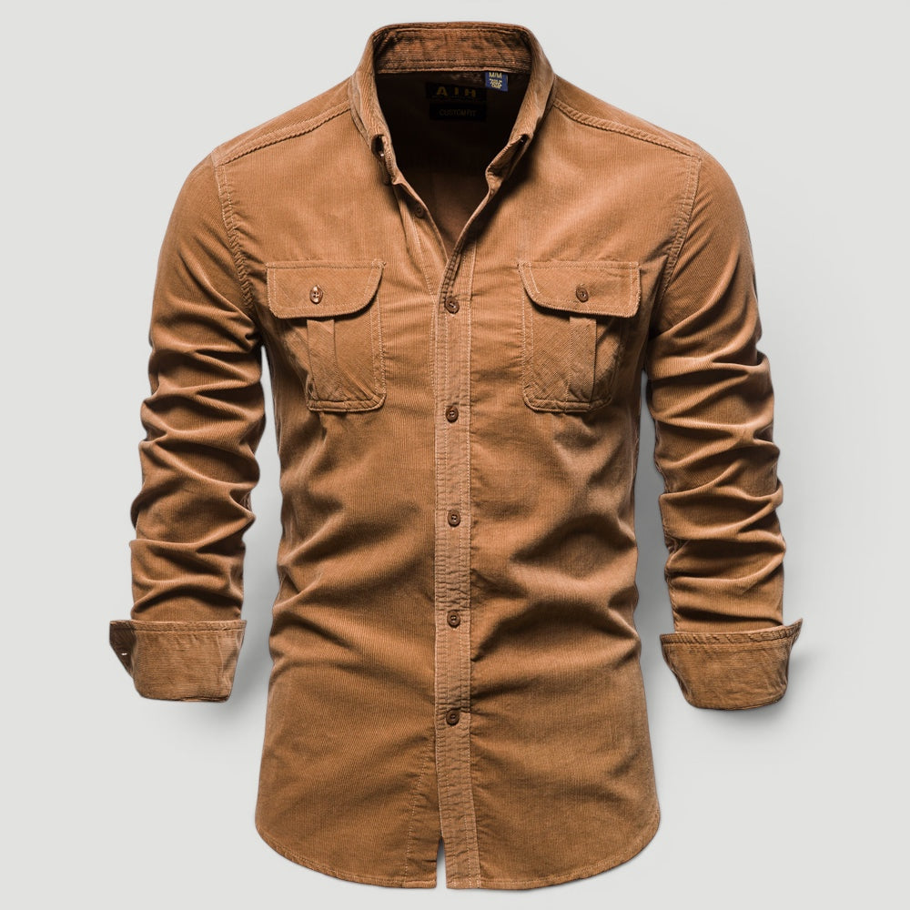 Ellmont London | Men’s Casual Button-Up Corduroy Shirt Soft Cord Fabric