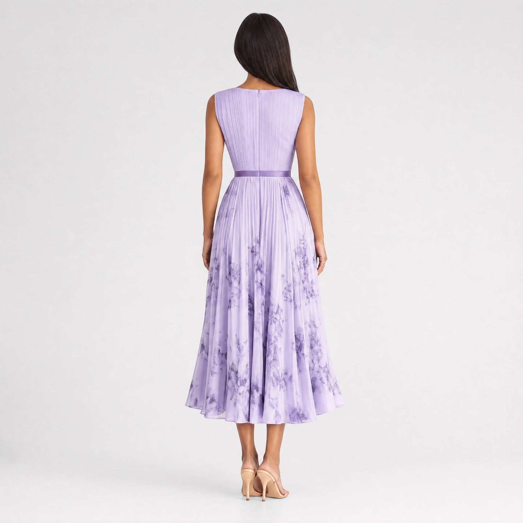Ellmont London | Women's Summer V-Neck A-Line Floral Pleated Midi Dress