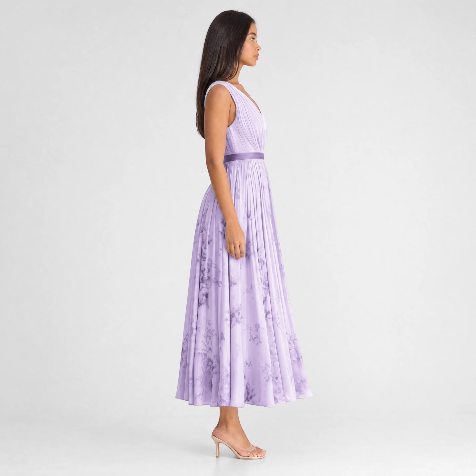 Ellmont London | Women's Summer V-Neck A-Line Floral Pleated Midi Dress