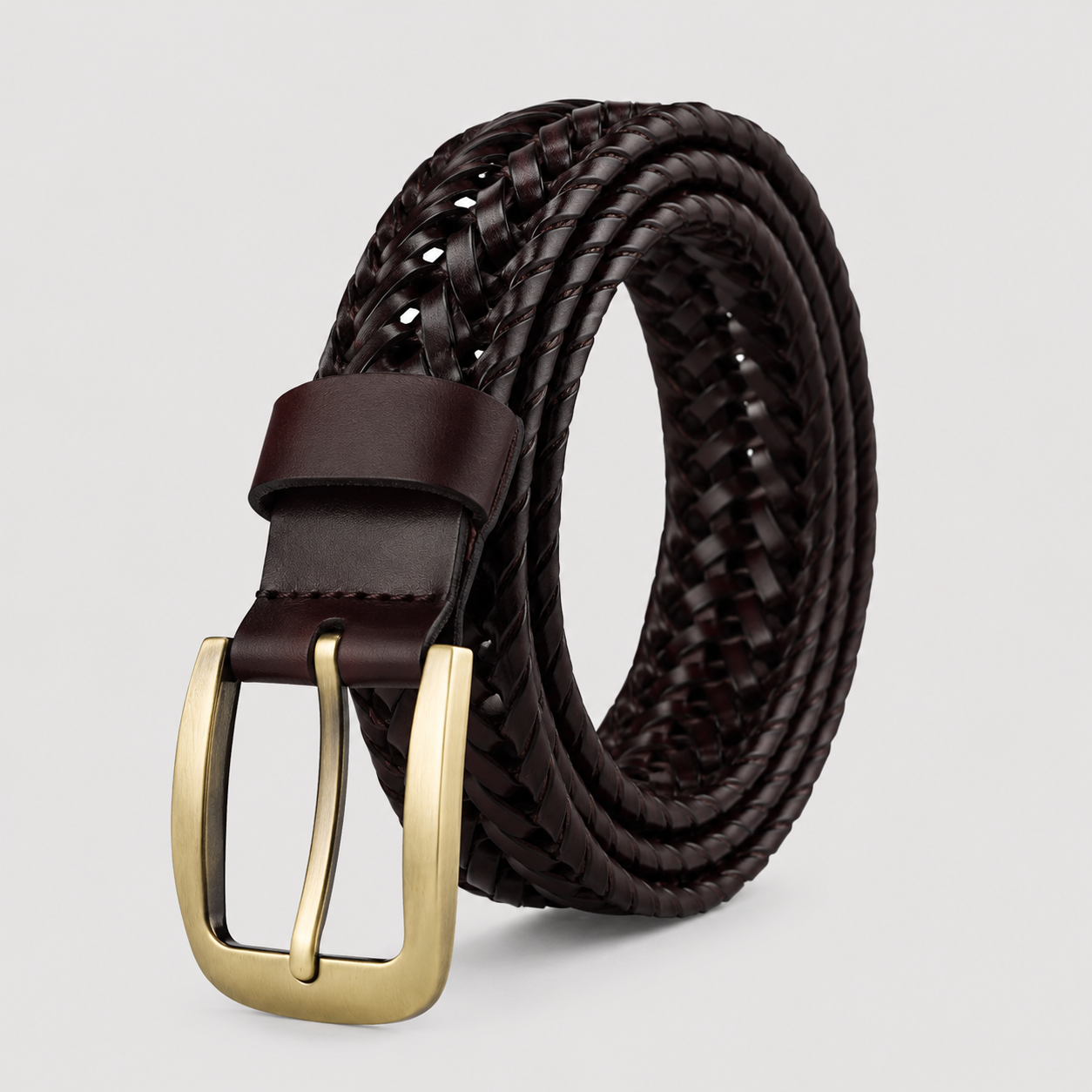 Ellmont London | Men's Braided Leather Belt Adjustable Classic Dress Casual Belt