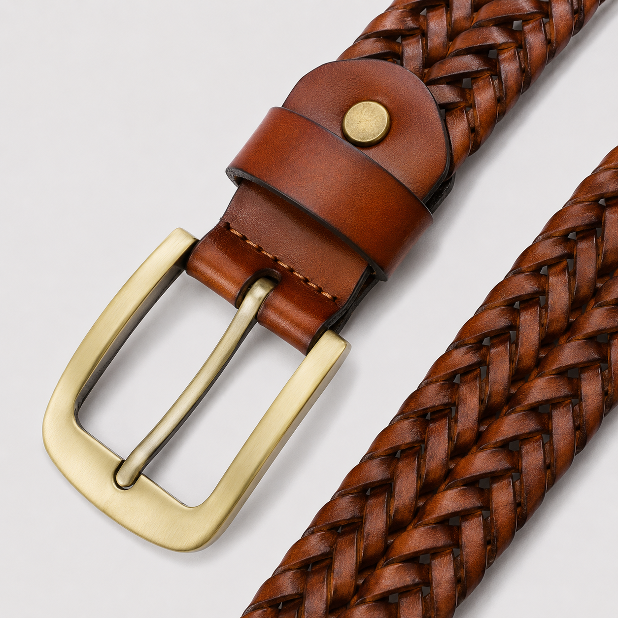 Ellmont London | Men's Braided Leather Belt Adjustable Classic Dress Casual Belt