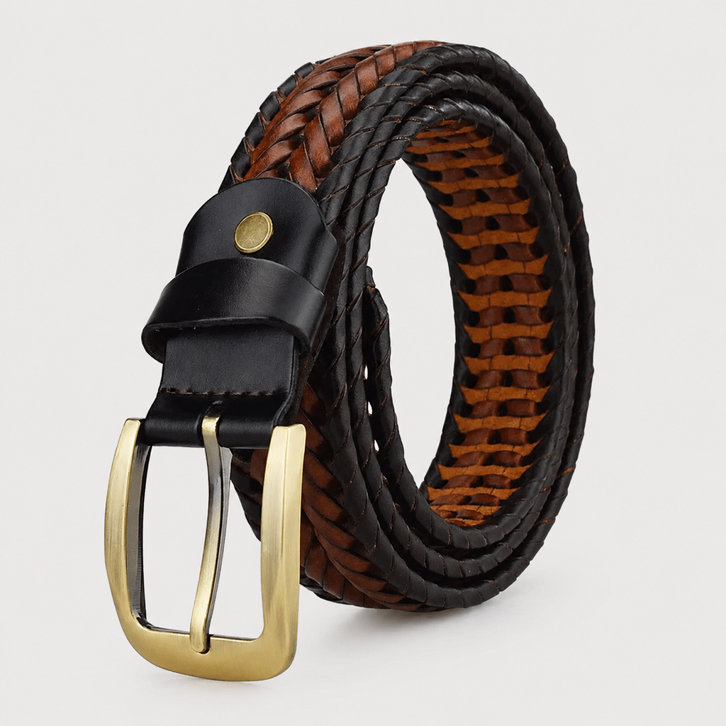 Ellmont London | Men's Braided Leather Belt Adjustable Classic Dress Casual Belt