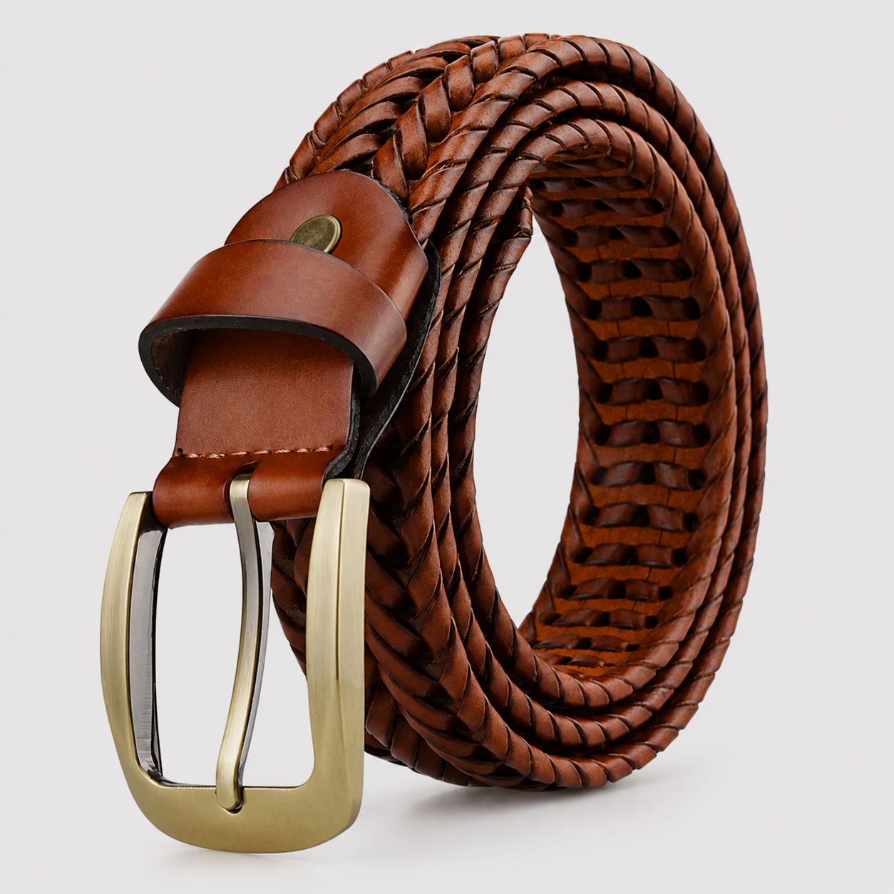 Ellmont London | Men's Braided Leather Belt Adjustable Classic Dress Casual Belt