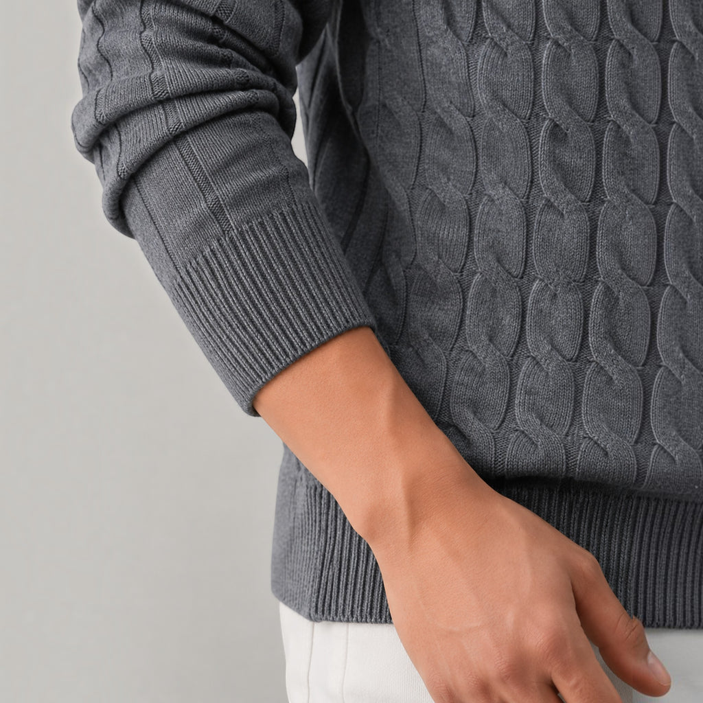 Ellmont London | Men's Stand Collar Zip Up Knit Sweater Regular Fit Cardigan